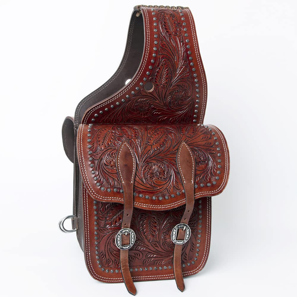 HILASON Soft Leather Horse Saddle Bag Brown | Western Equestrian Saddle Bag with Adjustable Closure | Durable Riding Accessory for Trail Riding, Horse Shows & Ranch Work