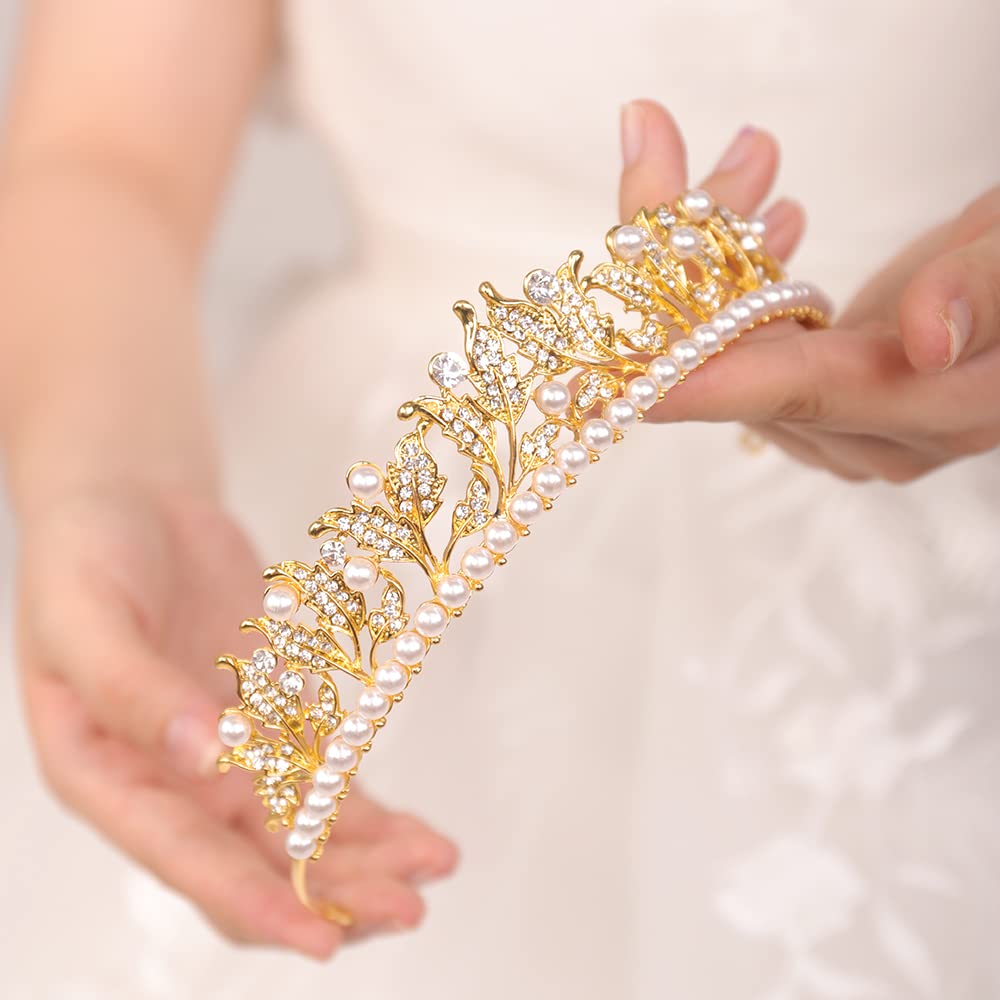 JWICOS Silver Pearl Tiara Crown for Women - Elegant Bridal Wedding Headband for Bride, Prom, Pageant, Party & Birthday Gifts | Perfect for Weddings, Quinceañeras, Pageants & Special Occasions