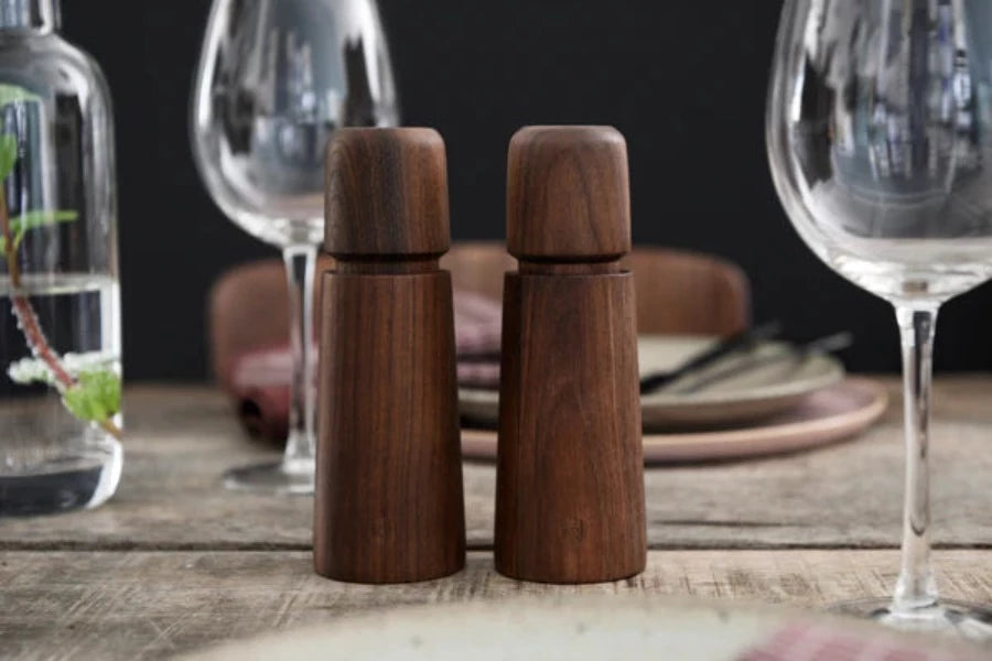 Premium Crush Grind Danish Stockholm Salt and Pepper Mill Set - Adjustable Ceramic Grinder for Gourmet Cooking, Kitchen & Dining Table Use