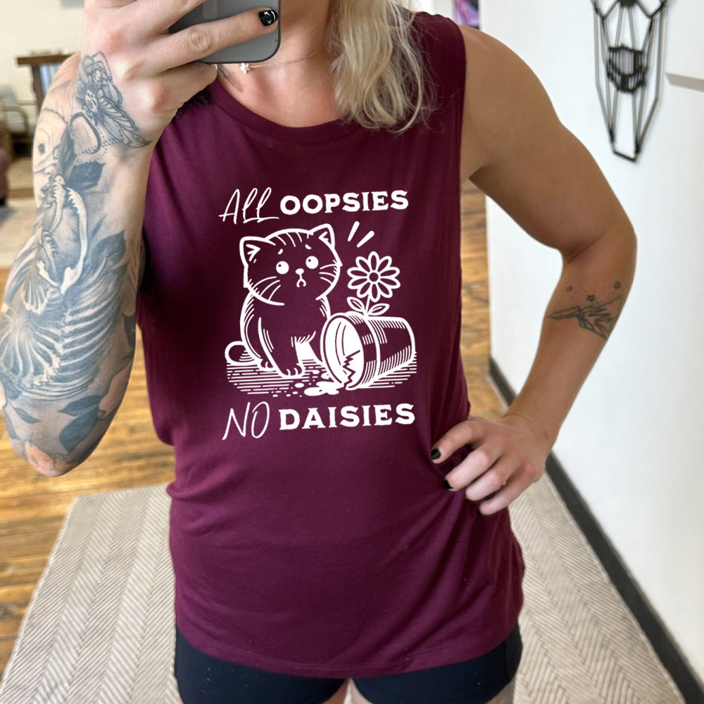 All Oopsies No Daisies Women's Muscle Tank Top - Soft Stretchy Workout Shirt for Gym, Yoga & Casual Wear