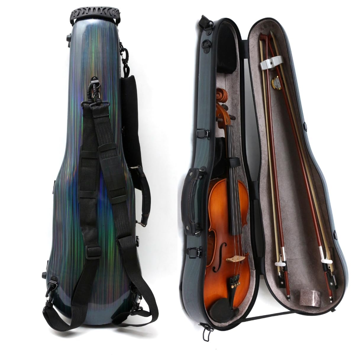 Premium 4/4 Carbon Fiber Violin Case - Lightweight Hard Shell with Adjustable Back Straps & External Storage Bag (Color) - Perfect for Travel, School & Professional Musicians