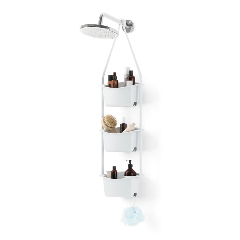 Flexible Shower Storage Bins - White | Bathroom Organizer for Shampoo, Soap & Toiletries | Perfect for Small Spaces & Apartment Living