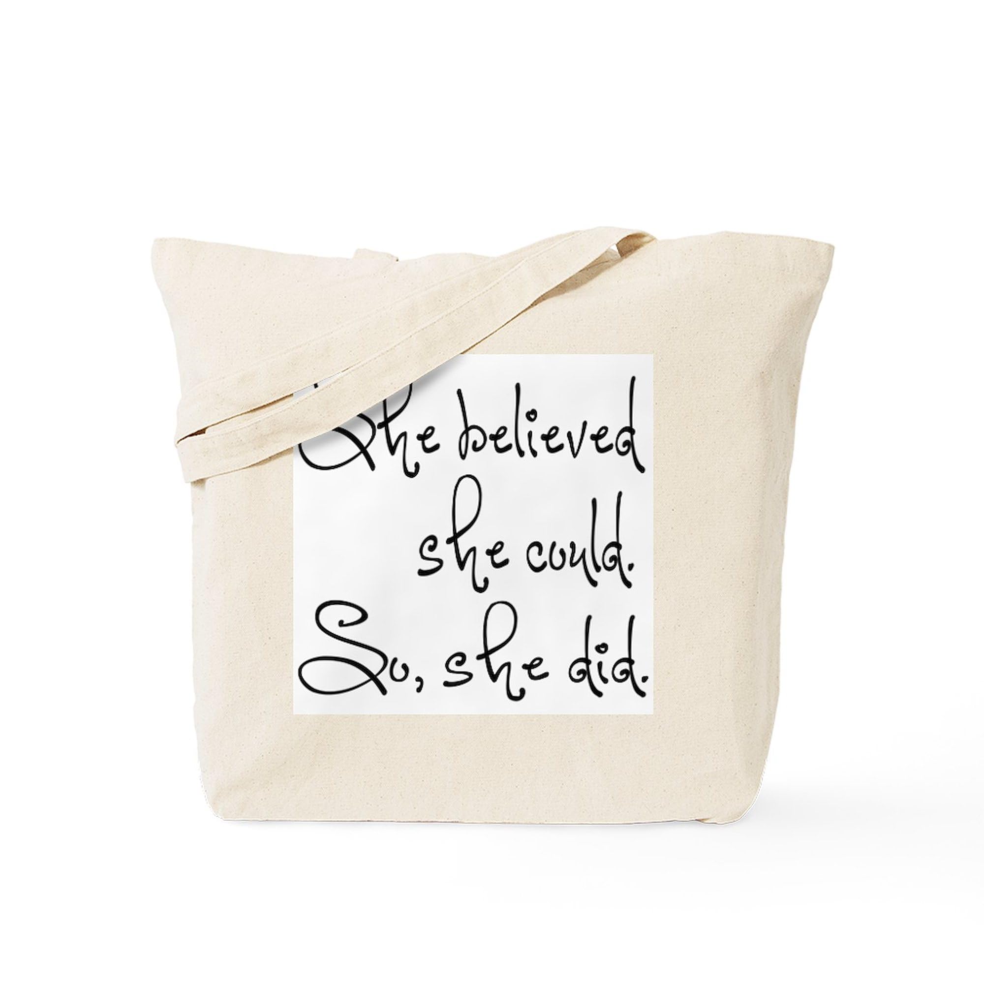 She Believed She Could Tote Bag - Natural Canvas Reusable Shopping Bag for Women - Perfect for Groceries, Beach Trips & Work Commute