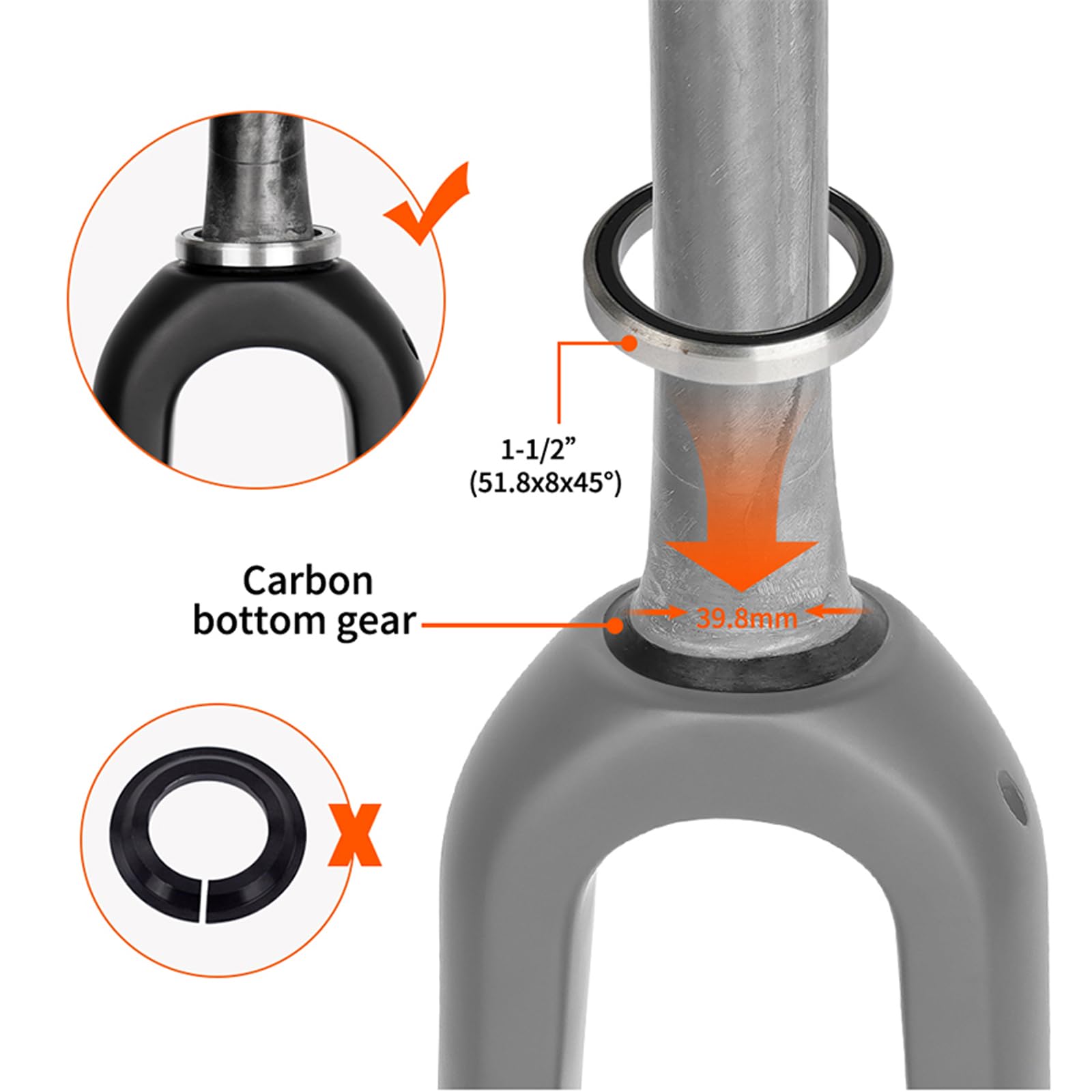 BUCKLOS 700C Carbon Fiber Gravel Road Bike Fork - QR 9mm/100 & 12mm Thru Axle, 1-1/8