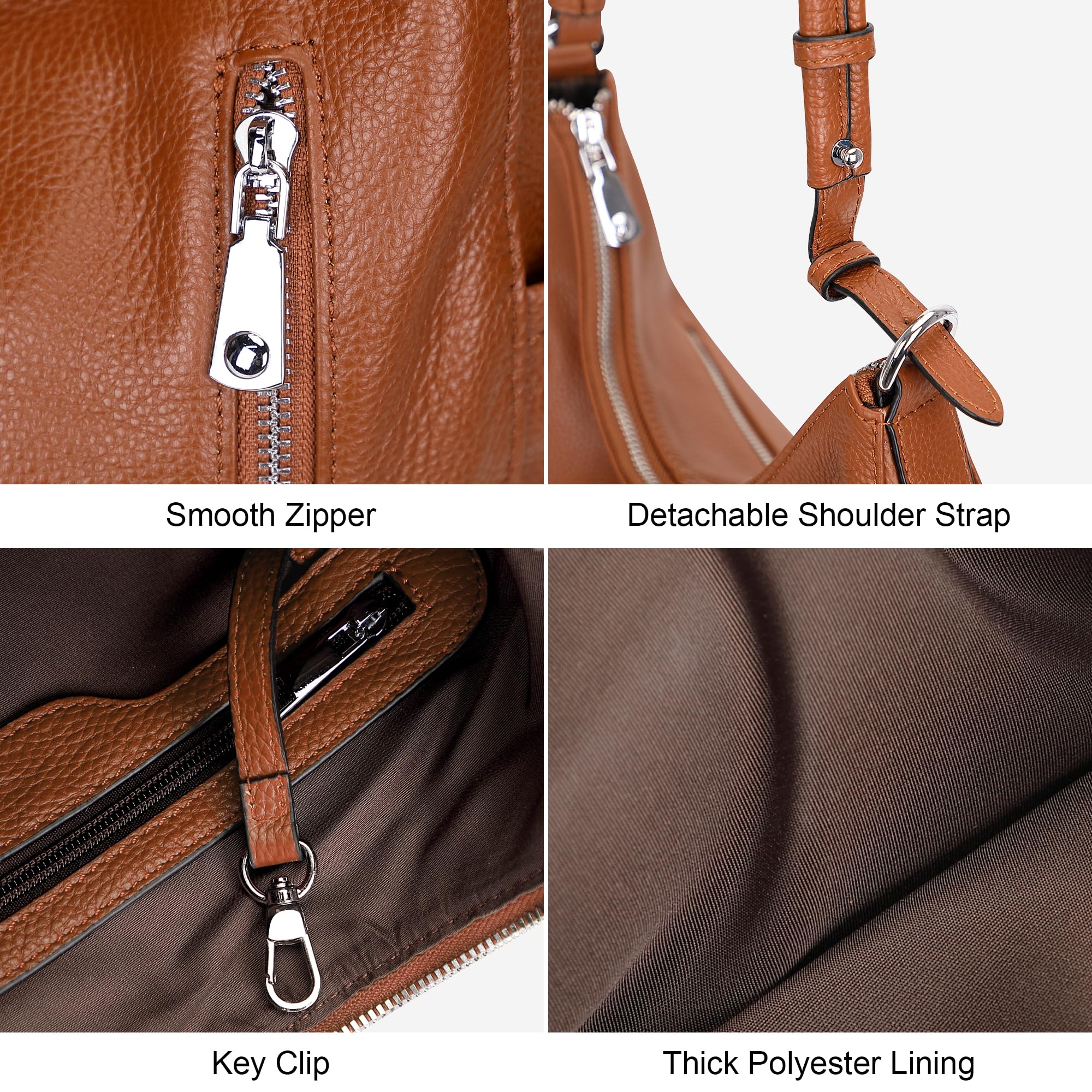 Genuine Leather Hobo Shoulder Bag for Women - Stylish Crossbody Purse with Medium Size - Perfect for Work, Travel, and Everyday Use