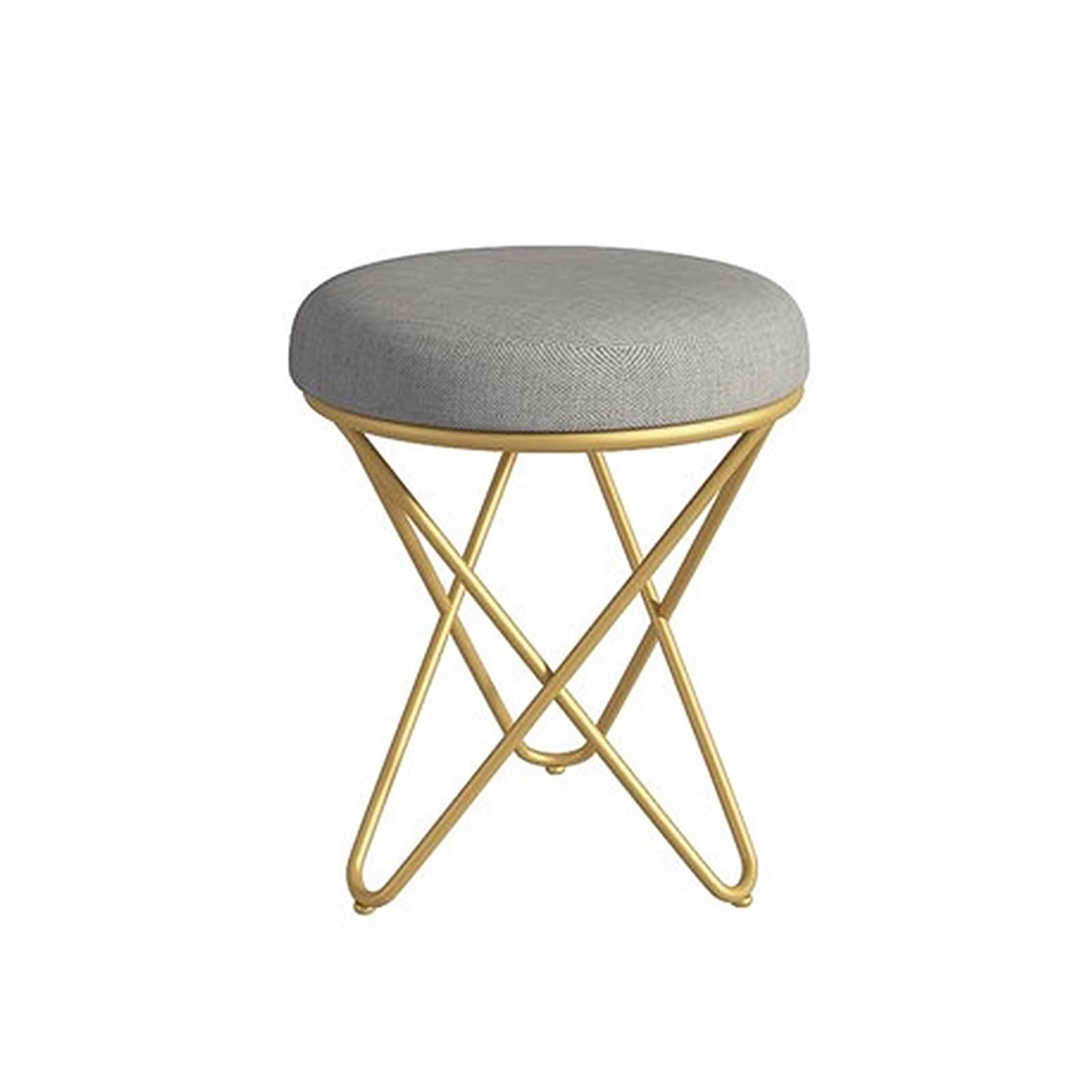 Gold Makeup Vanity Stool with Padded Seat - Dressing Bench, Piano Stool, Dining & Garden Footstool - Perfect for Bedroom, Bathroom & Home Decor