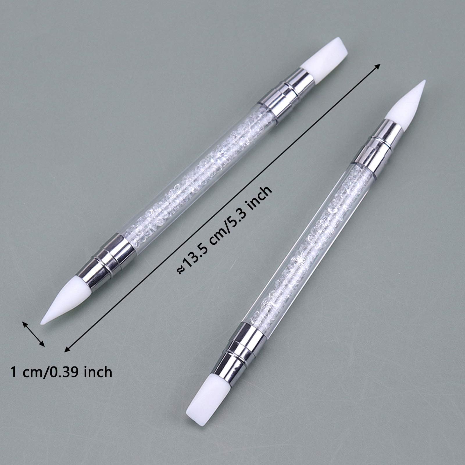 KIRA 5-Piece Dual-Sided Acrylic Nail Art Pen Set with Silicone Brush Heads & Comfortable Acrylic Handles - Perfect for DIY Nail Art, Gel Polish Application, and Professional Salon Use