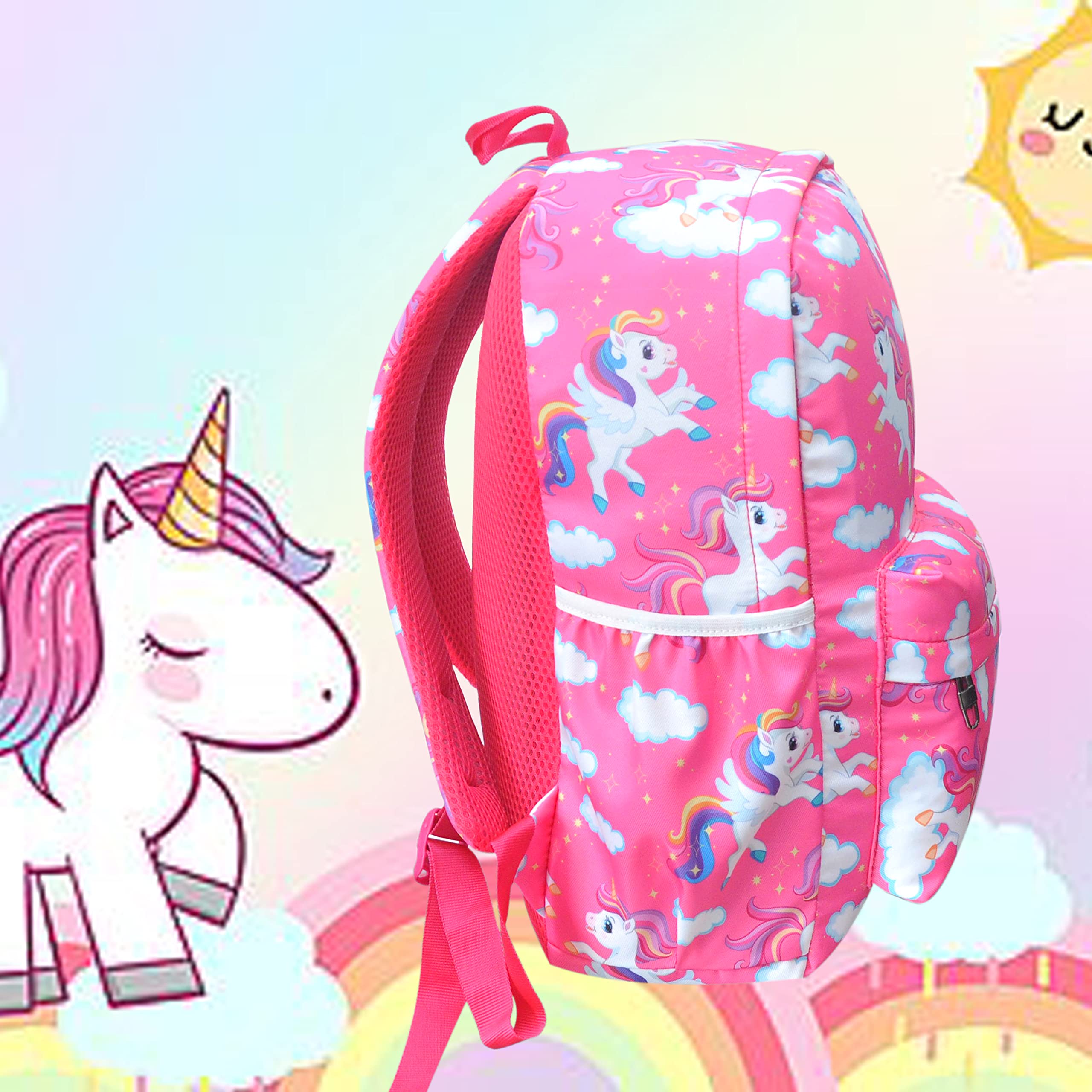 Happile Pink 23L Kids School Backpack Set - 3 Piece Combo with School/Picnic Bag, Sling Bag & Pencil Pouch for Boys & Girls Ages 5-8 | Perfect for School, Travel & Outdoor Activities