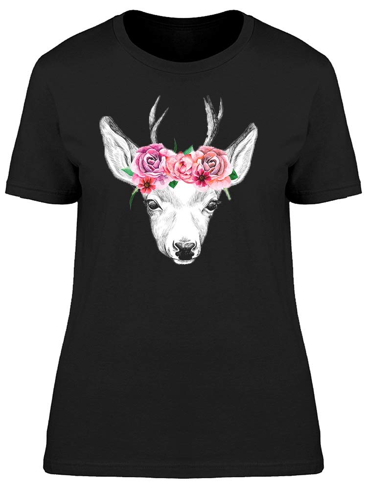 Deer Floral Pencil Art Women's T-Shirt for Casual Wear
