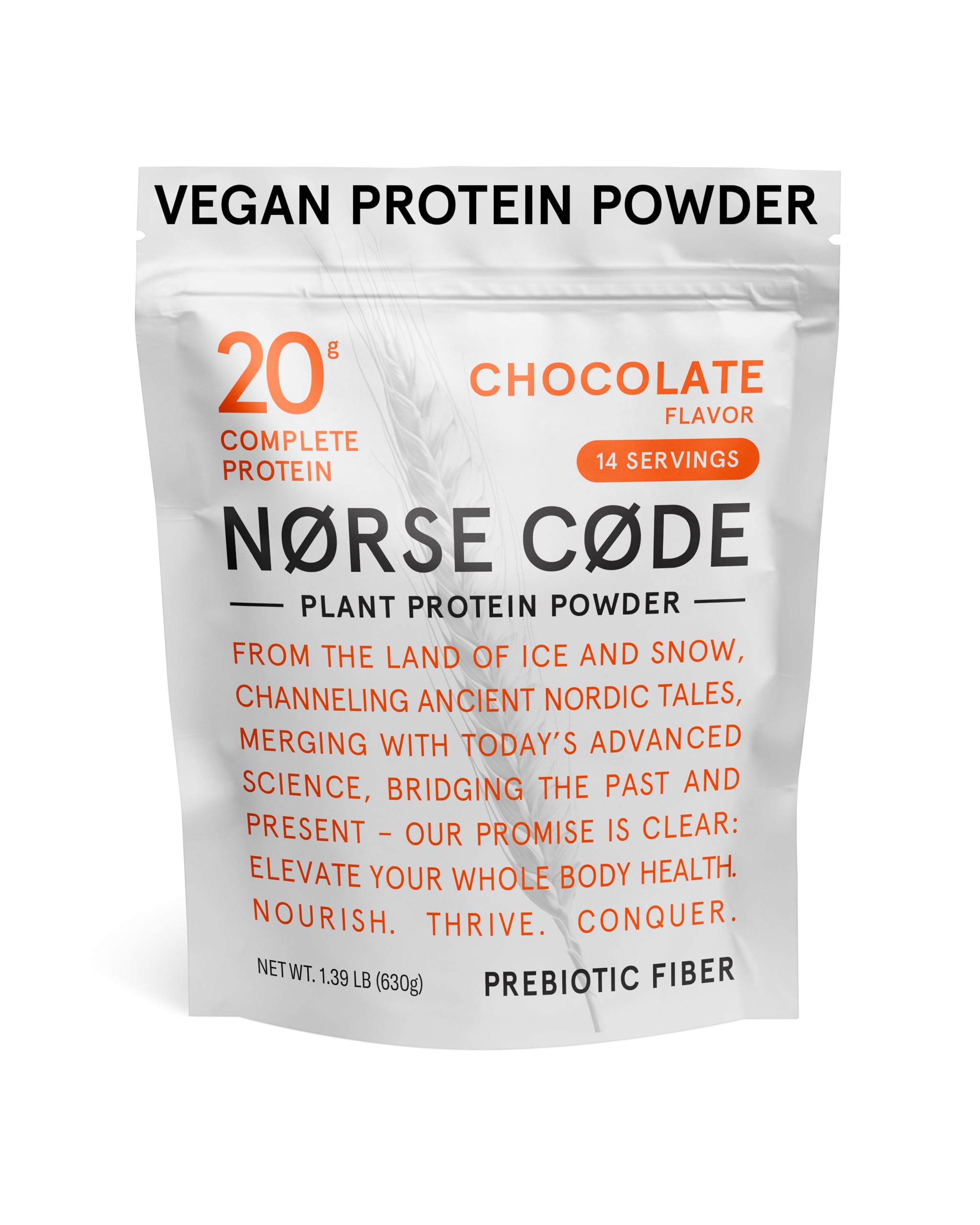 Plant-Based Chocolate Protein Powder - 20g Vegan Protein, Keto-Friendly, Dairy-Free, Low Sugar, High Fiber with Upcycled Barley, Rice & Pea Protein - 1.39lb (14 Servings) - Perfect for Post-Workout Recovery, Smoothies & Healthy Baking
