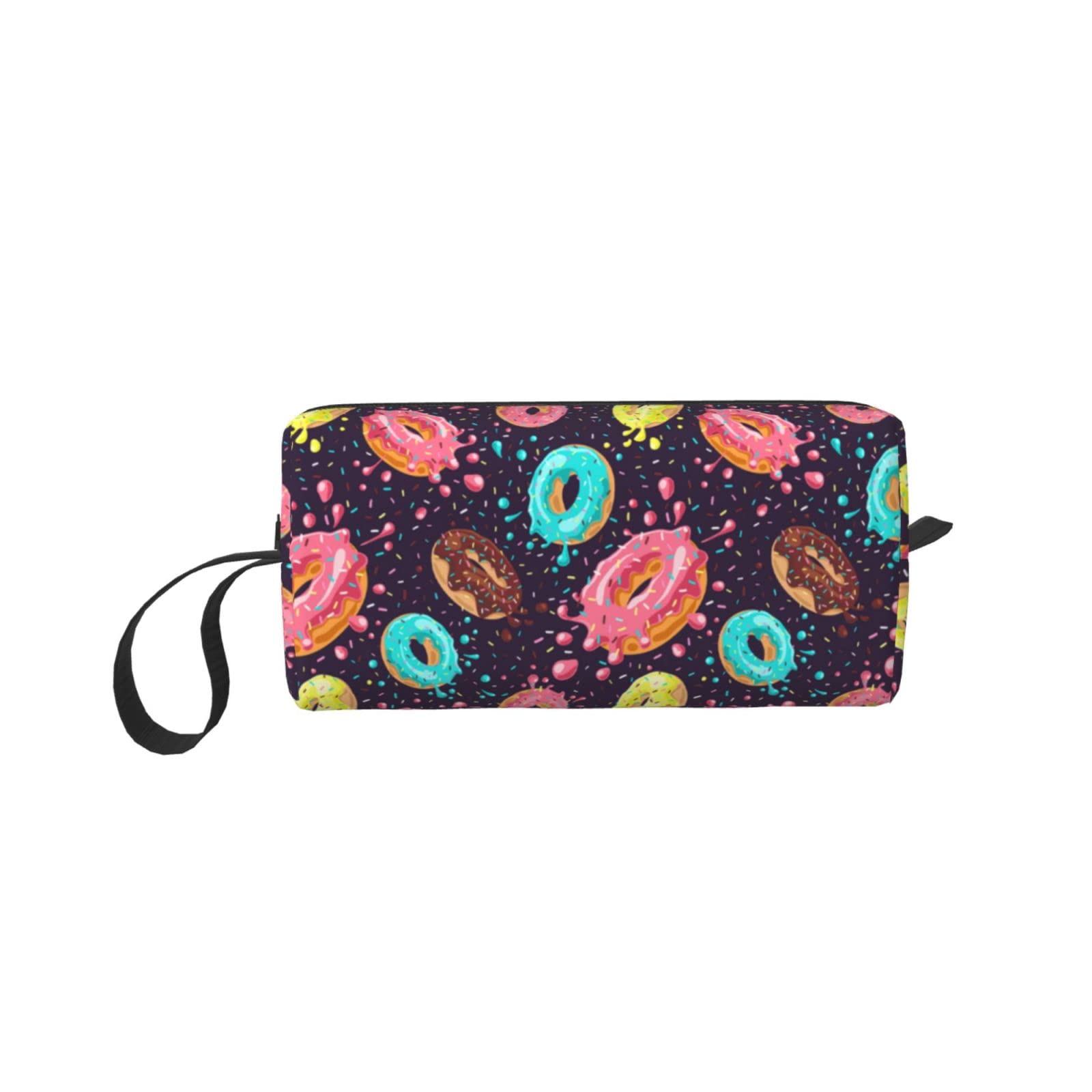 Waterproof Travel Makeup Bag for Women & Girls - Small Cosmetic Pouch with Zipper for Purse, Cute Donut Design - Perfect for Travel, Gym, and Everyday Use
