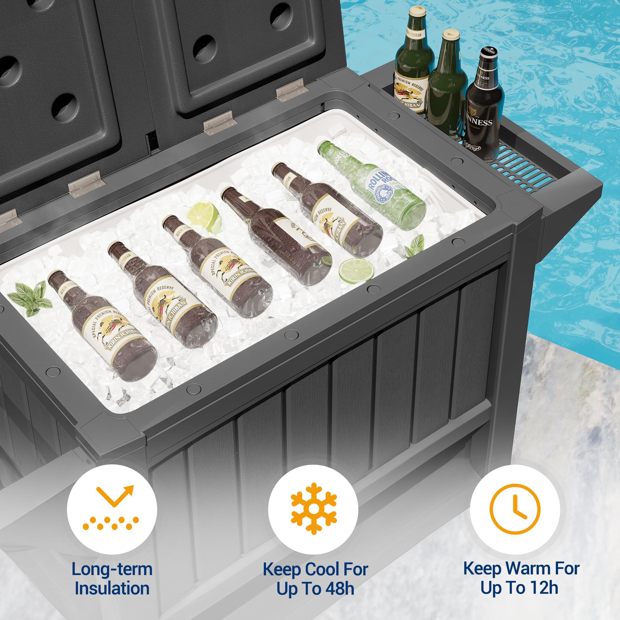 85 Quart Rolling Cooler with Wheels - Large Party Ice Cooler with Handle for Outdoor Drinks & Beverages - Perfect for BBQs, Camping, Beach Parties & Tailgating