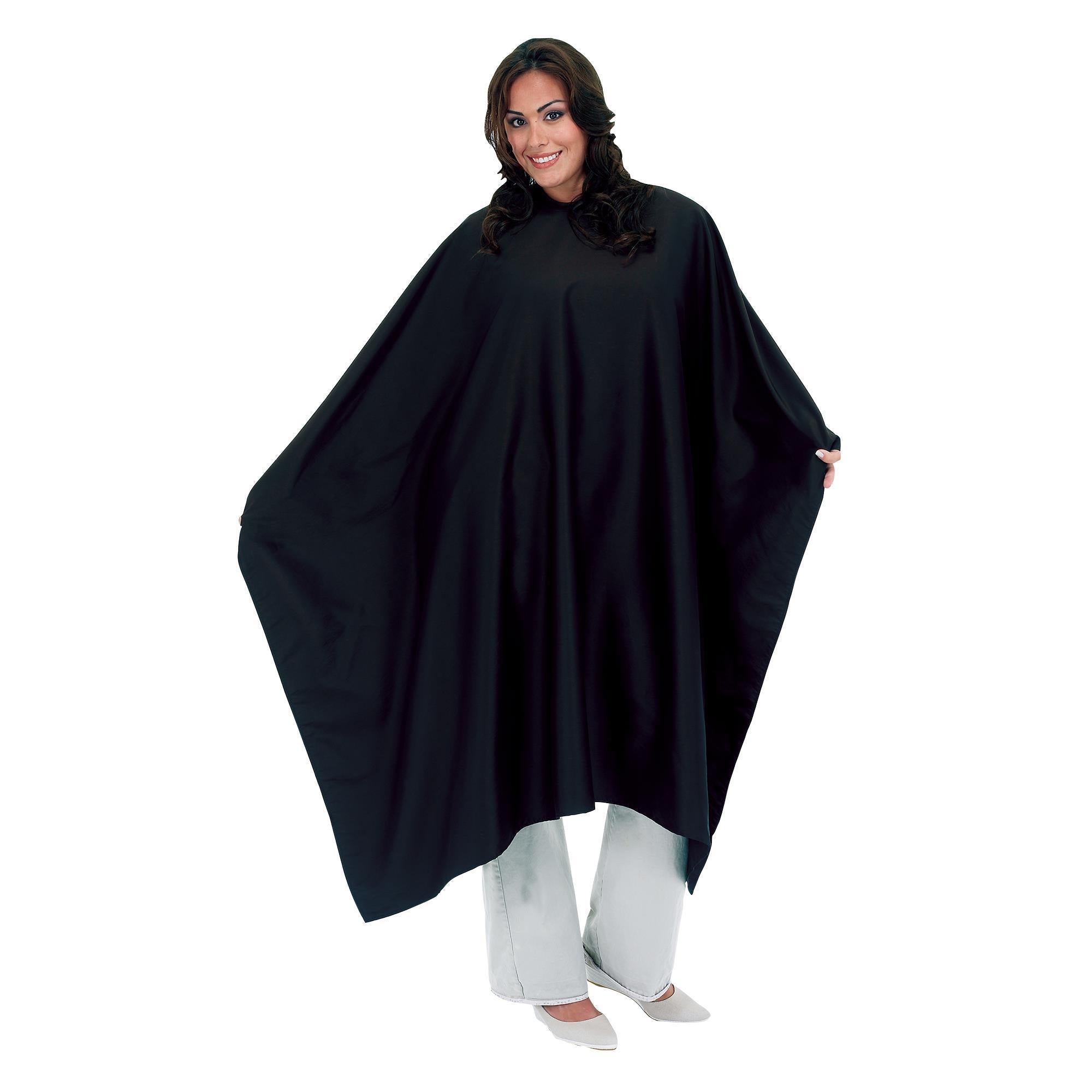 Betty Dain Plus Size Styling Cape - Black Salon Cape for Hairdressing, Coloring & Styling - Professional Beauty Salon & Home Use
