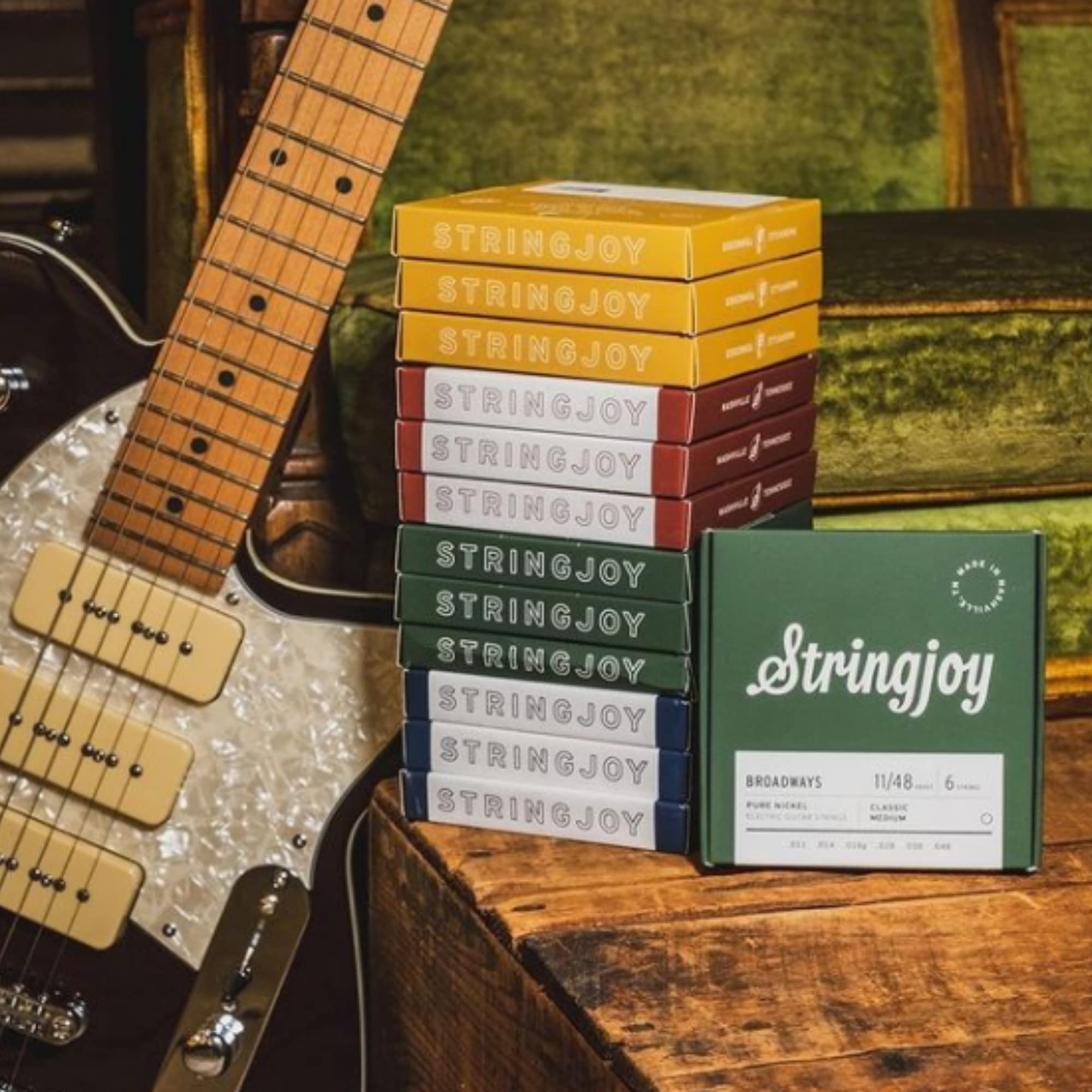 Stringjoy BB1356 Brights 80/20 Bronze Acoustic Guitar Strings - Medium Gauge (13-56) for Warm Tone & Longevity | Perfect for Folk, Country & Fingerstyle Playing