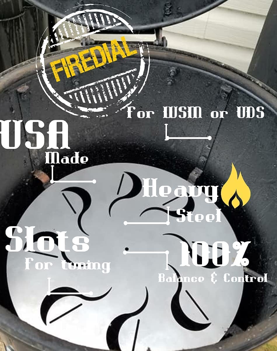 FireDial Baffle Plate Heat Management System for Charcoal BBQ & Smokers - Compatible with 22