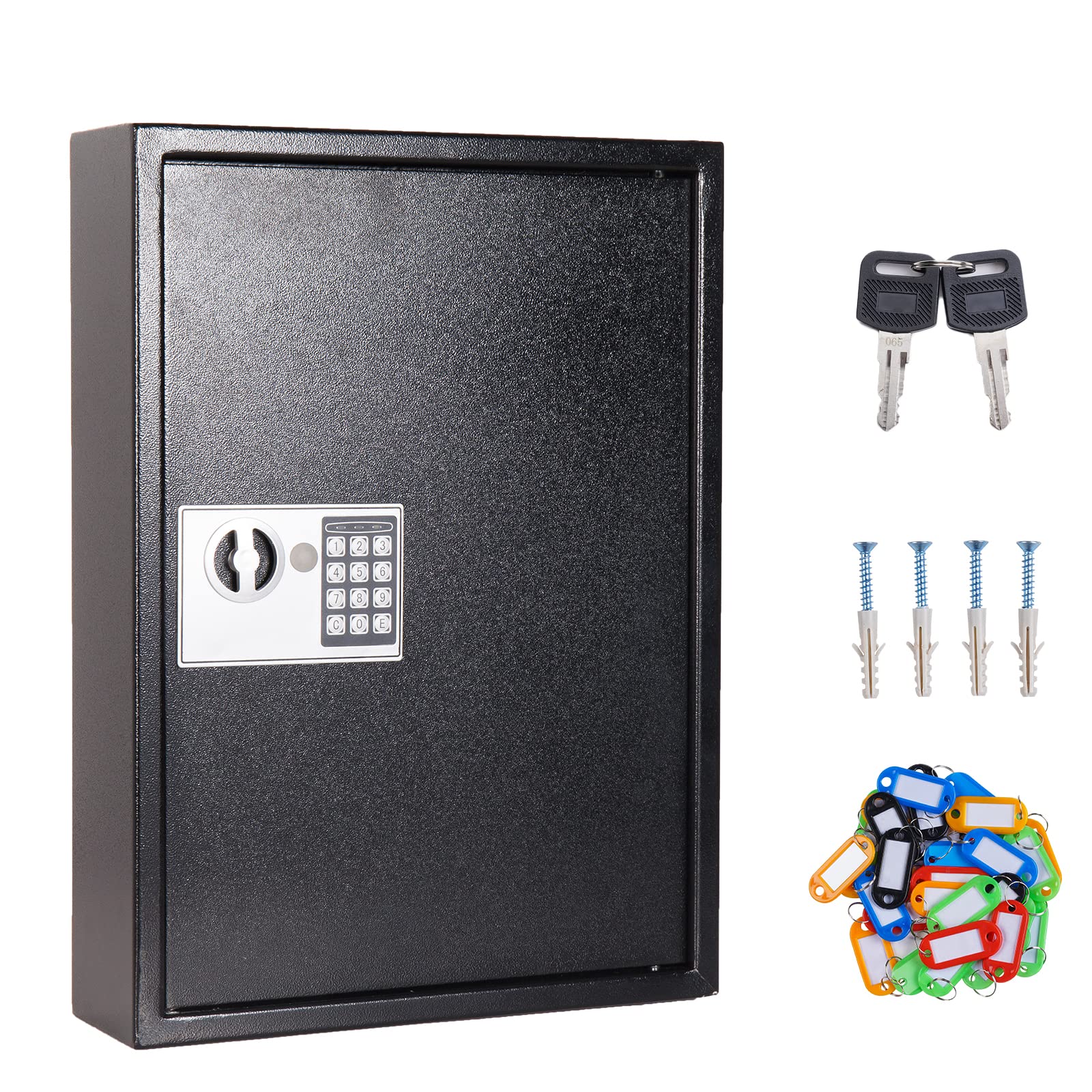 UMeken Digital Key Cabinet - 100 Position Electronic Key Lock Box with Code, Wall Mount Key Holder & Organizer (Black, 15.75x4.72x21.65in) - Perfect for Home, Office & Hotel Key Management