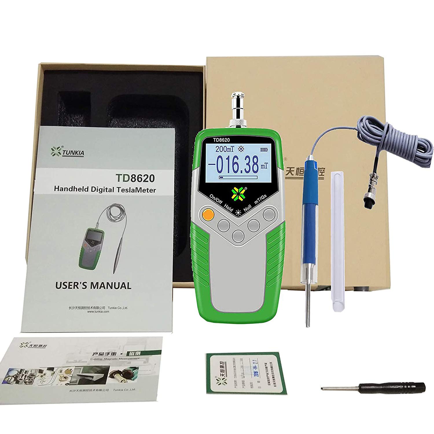 High Precision Axial Probe Tesla Meter Gaussmeter - 0-2400mT Range, 2% Accuracy Fluxmeter for EMI & Surface Magnetic Field Testing | Ideal for Laboratory, Industrial Quality Control & Electronics Research