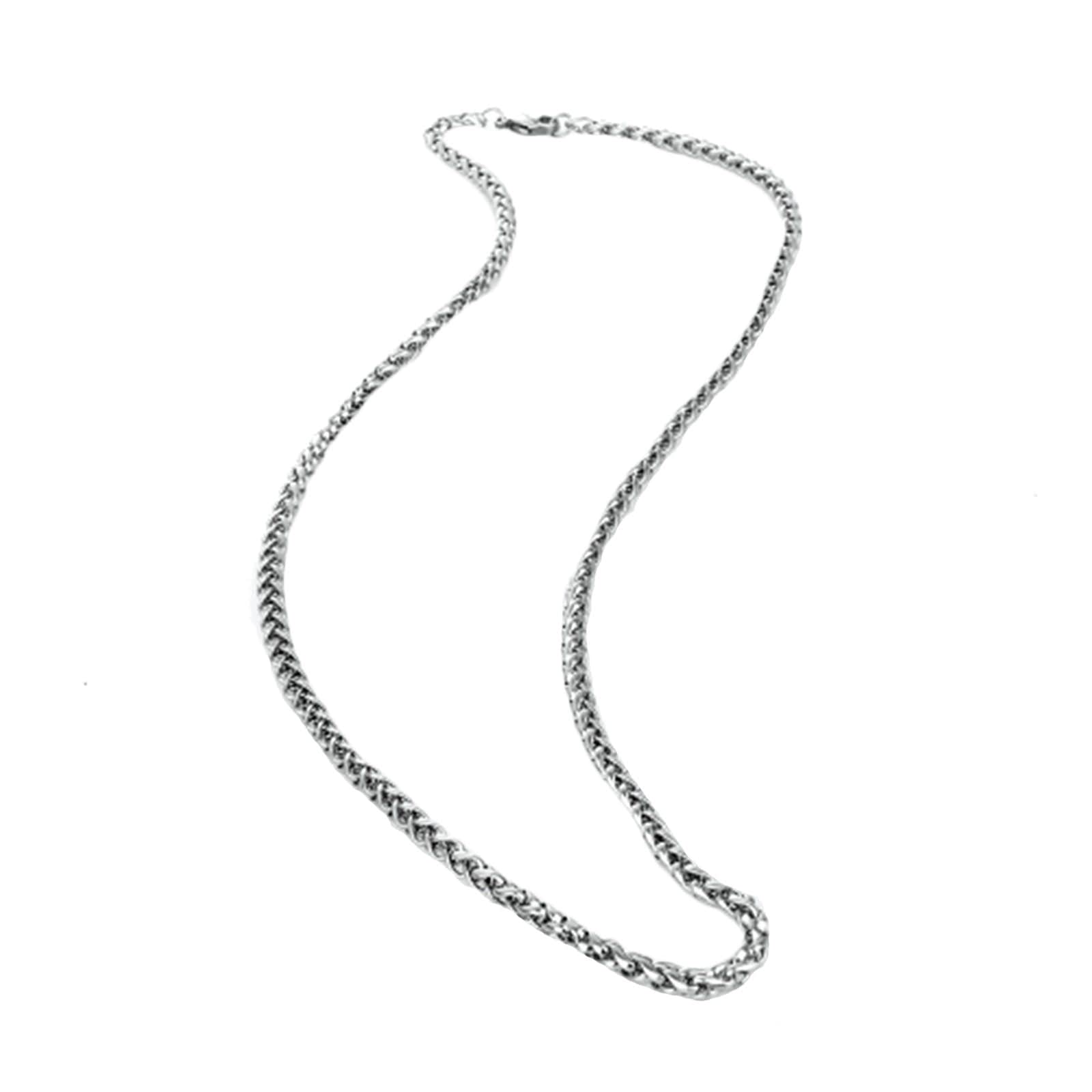3mm Stainless Steel Wheat Chain Necklace for Men - 22 Inch Gothic Silver Necklace | Perfect for Punk, Rock, Goth Fashion & Everyday Wear
