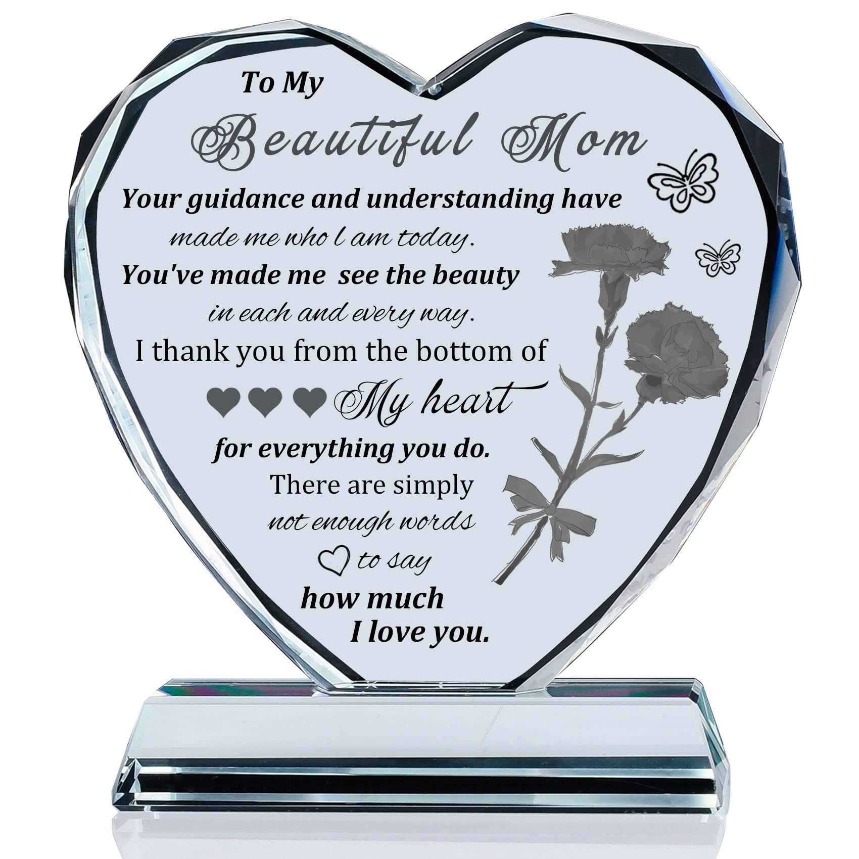 Unique Heart-Shaped Glass Keepsake Gift for Mom - Thoughtful Birthday, Mother's Day, Christmas & Thanksgiving Presents for Women Who Have Everything - Perfect for Home Decor & Special Occasions