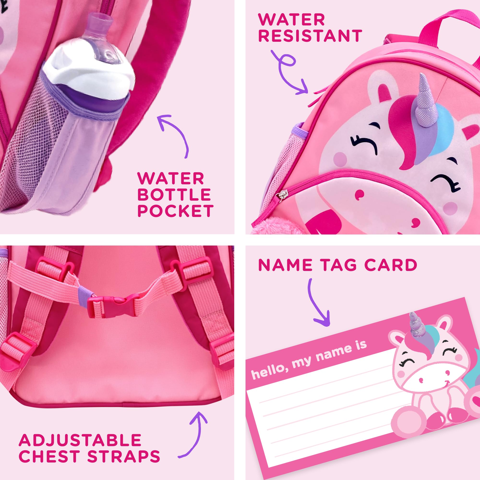 Move2Play Unicorn Toddler Backpack for Boys & Girls Ages 2-5 | Preschool & Kindergarten School Book Bag | Small Mini Size Kids Backpack for School, Travel & Daily Use