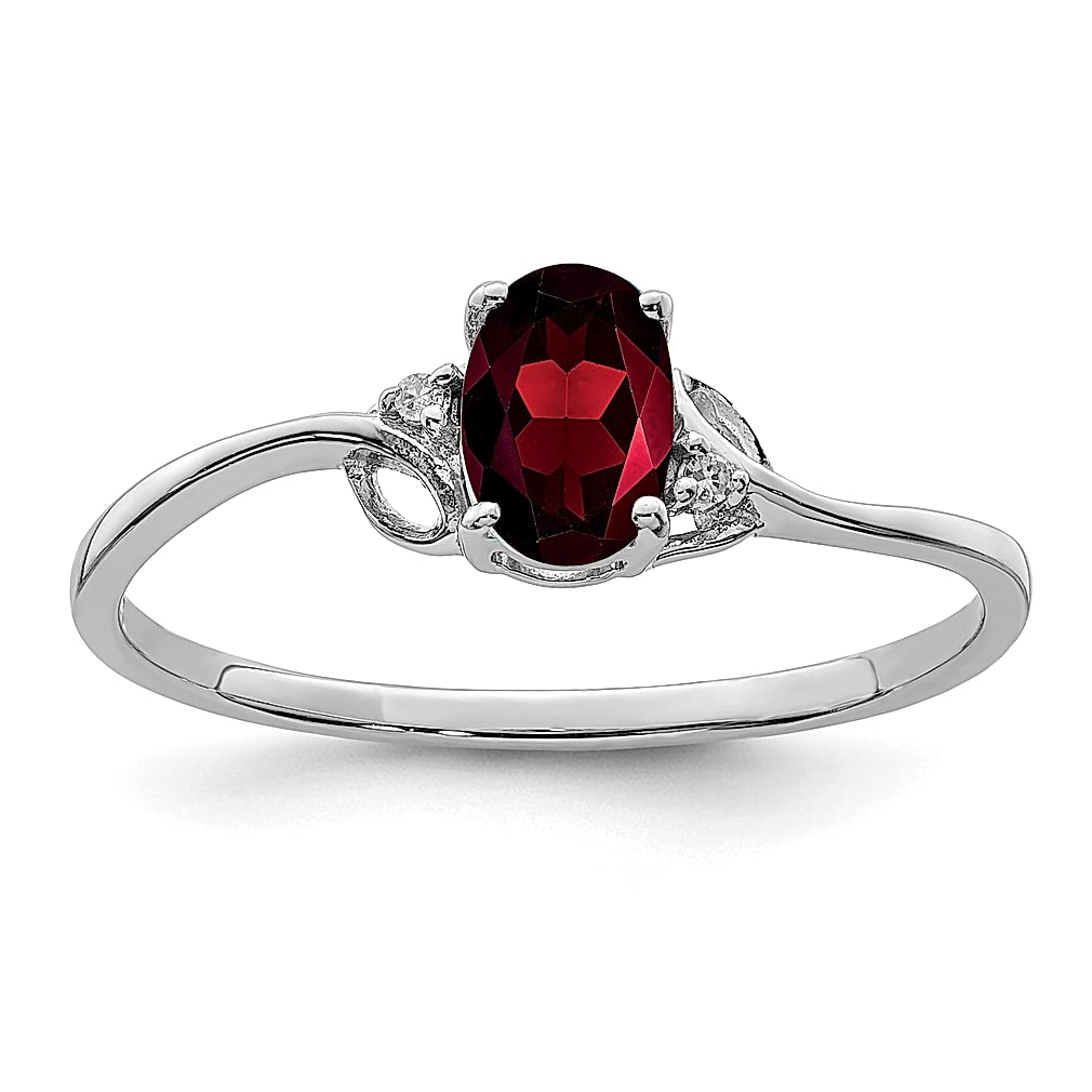 925 Sterling Silver Diamond & Garnet Oval Ring for Women - Elegant Gemstone Fine Jewelry Gift for Her - Perfect for Anniversaries, Engagements & Special Occasions