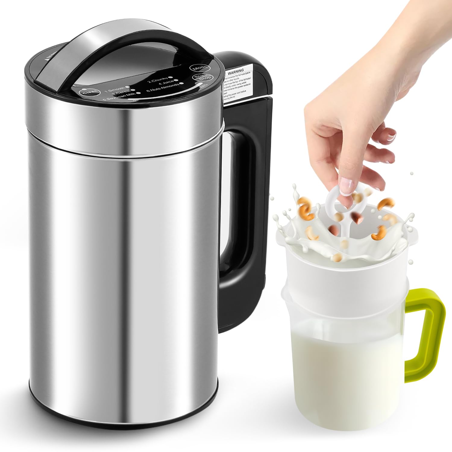 Moongiantgo 1L/35oz Nut Milk Maker - 7-in-1 Automatic Soy Milk Machine with Filter for Almond, Oat & Plant-Based Milk | Homemade Soup, Smoothie & Juice Maker | Self-Cleaning, 110V | Perfect for Vegan Diets, Healthy Breakfast & Kitchen Convenience