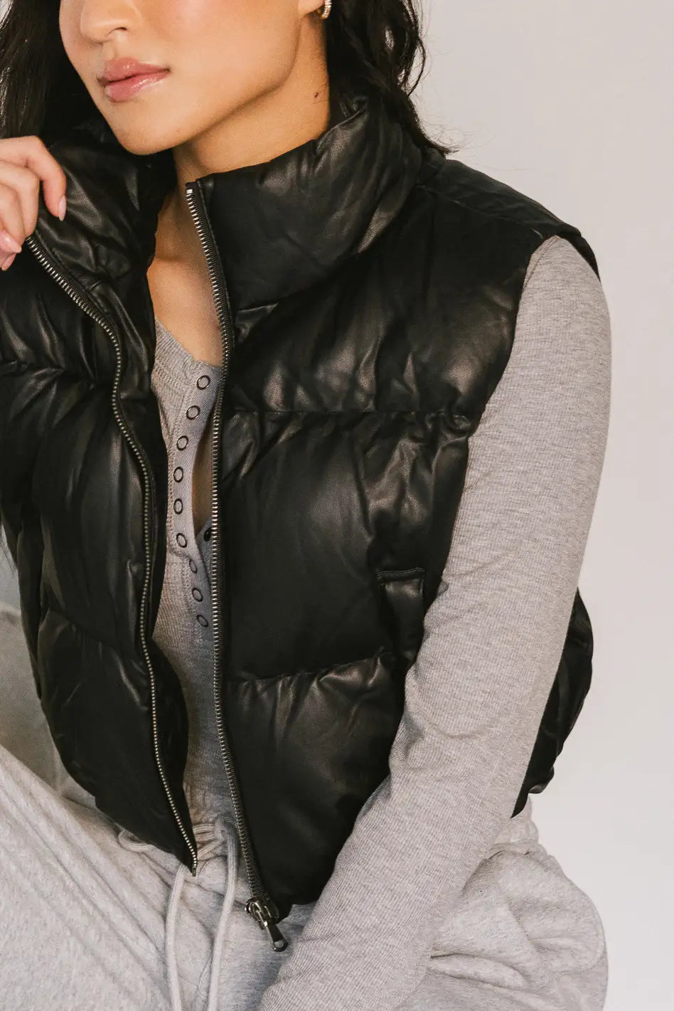 Elise Black Puffer Vest for Women - Lightweight Winter Jacket for Outdoor Activities, Hiking & Casual Wear - FINAL SALE