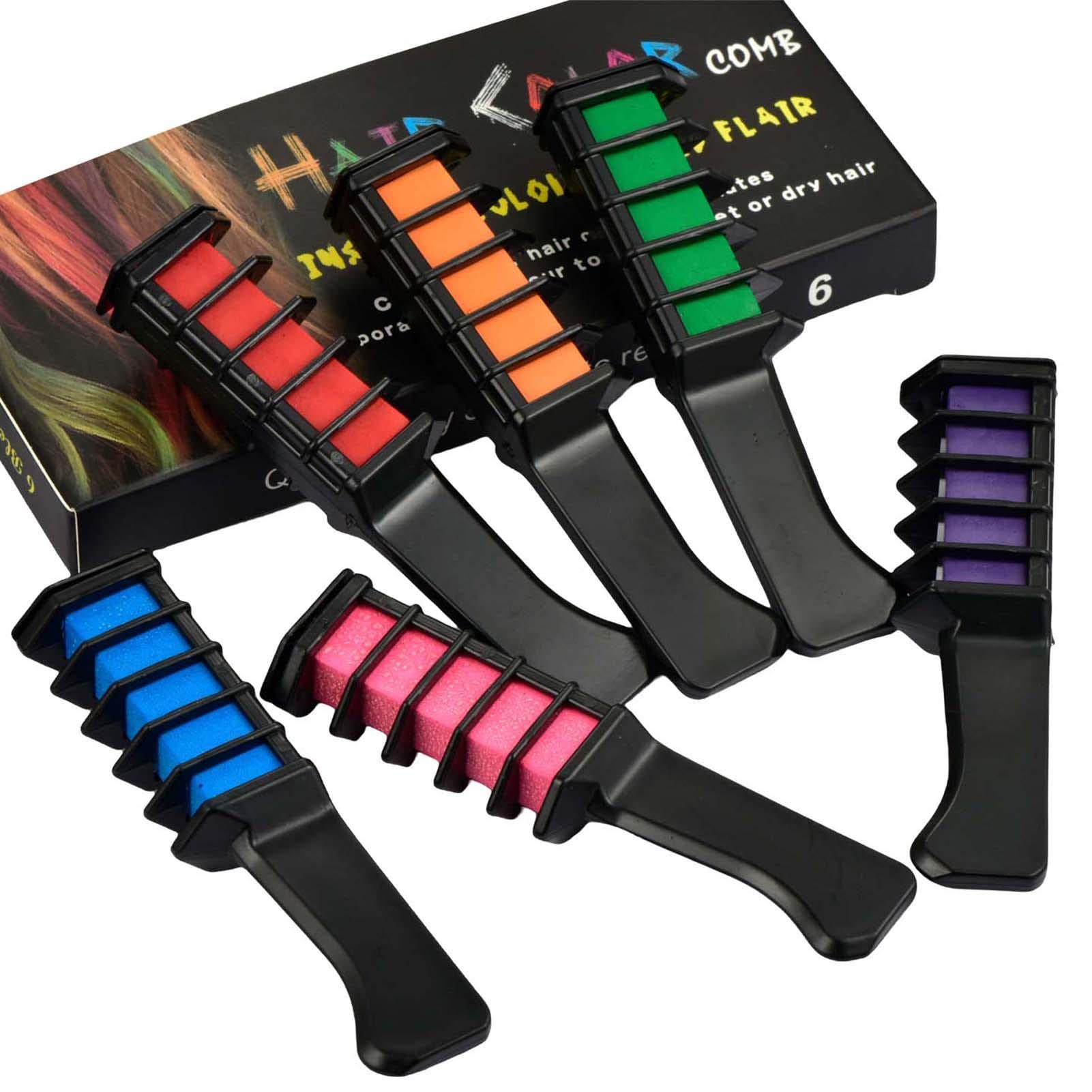 Eastuy Temporary Hair Chalk Comb - 6 Vibrant Washable Colors for Kids & Teens | Perfect for DIY Styling, Birthday Parties, Cosplay & Children's Day Celebrations | Fun Hair Accessory Gift for Girls