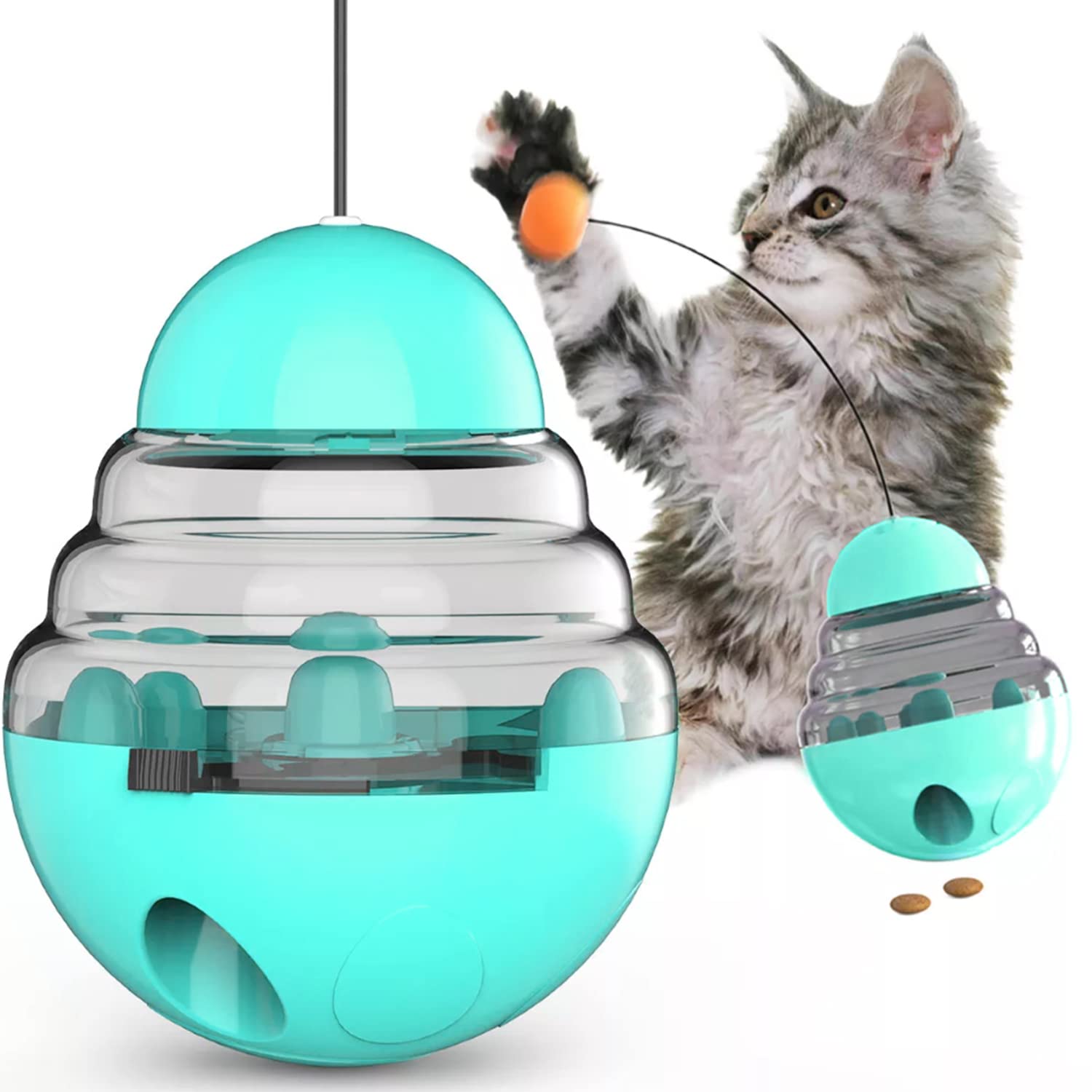 **DARRLY&JAVEN Interactive Cat Treat Ball Toy - Food Dispenser Puzzle Feeder for Indoor Cats - Slow Feeding & Mental Stimulation - Perfect for Playtime & Training (Blue)**    *(Use Case: Keep your cat entertained and mentally engaged while slowing down fast eaters—ideal for solo play, training rewards, or bonding time.)*