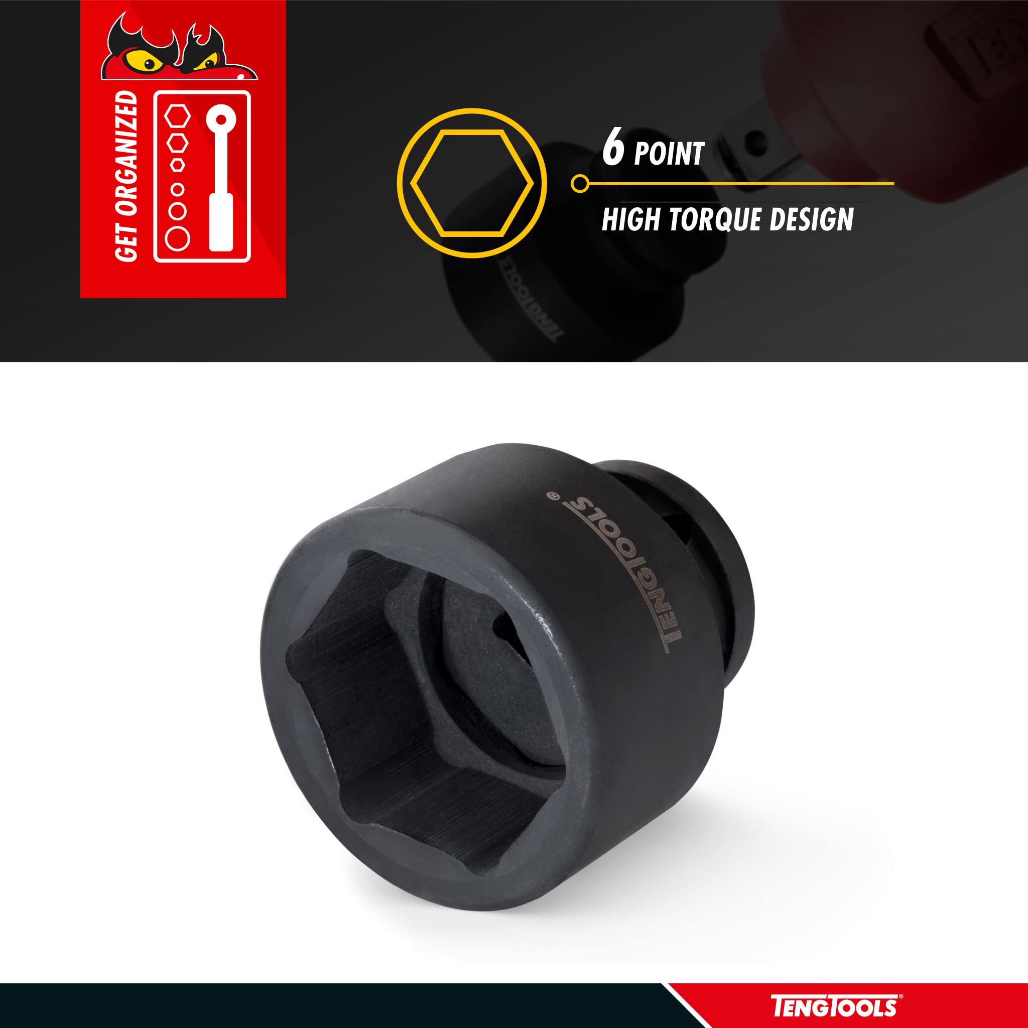 Teng Tools 65MM 1-1/2 Inch Drive 6 Point Metric Shallow Chrome Molybdenum Impact Socket - Professional Mechanic Tool for Automotive Repair & Heavy Duty Applications