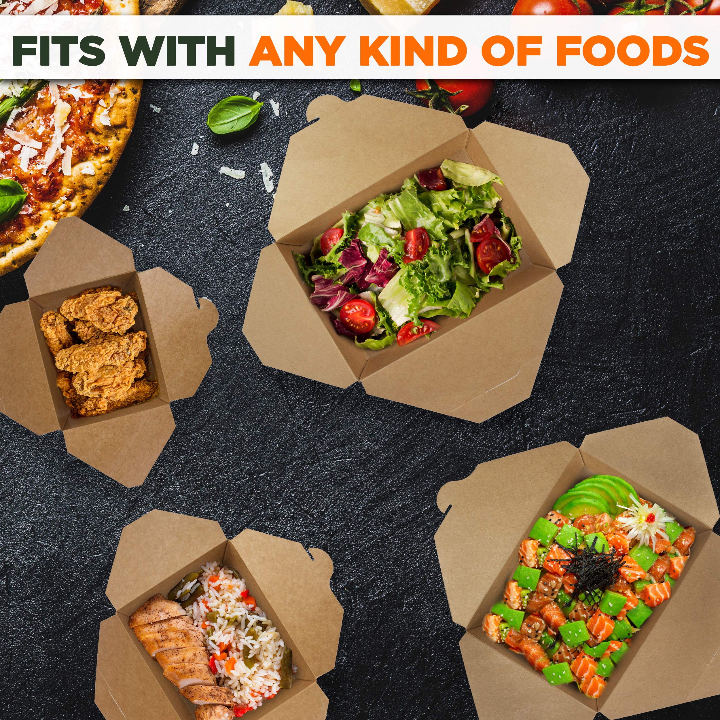 200-Pack 54 oz Disposable Meal Prep Containers - Microwave Safe Kraft Paper Takeout Boxes for Food Storage & Delivery | Perfect for Restaurants, Catering & Home Meal Prepping