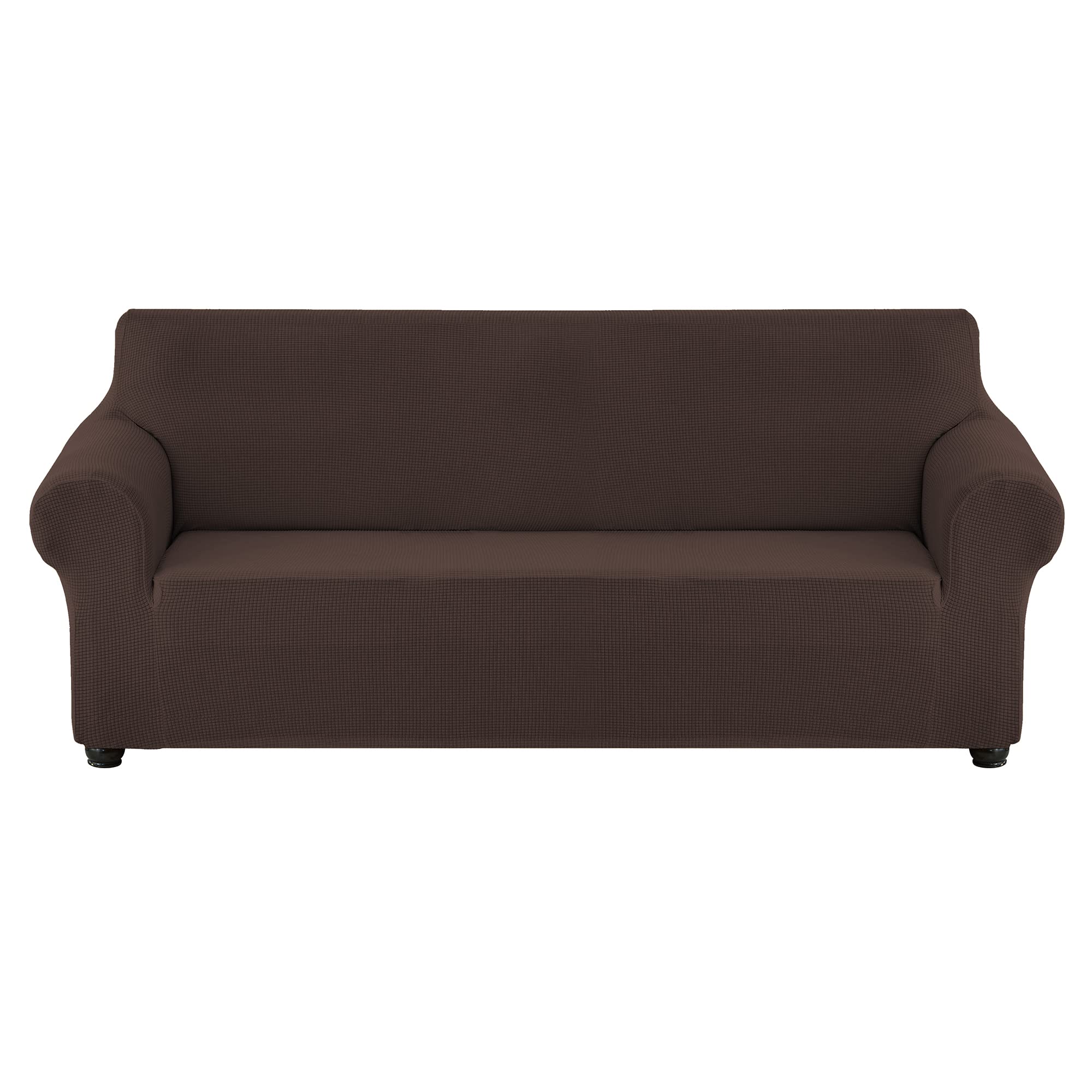 Stretch Sofa Slipcover - Waterproof Couch Cover with Elastic Bottom, Soft Furniture Protector for Kids & Pets (Chocolate, Small) | Perfect for Living Room, Family Gatherings & Pet-Friendly Homes