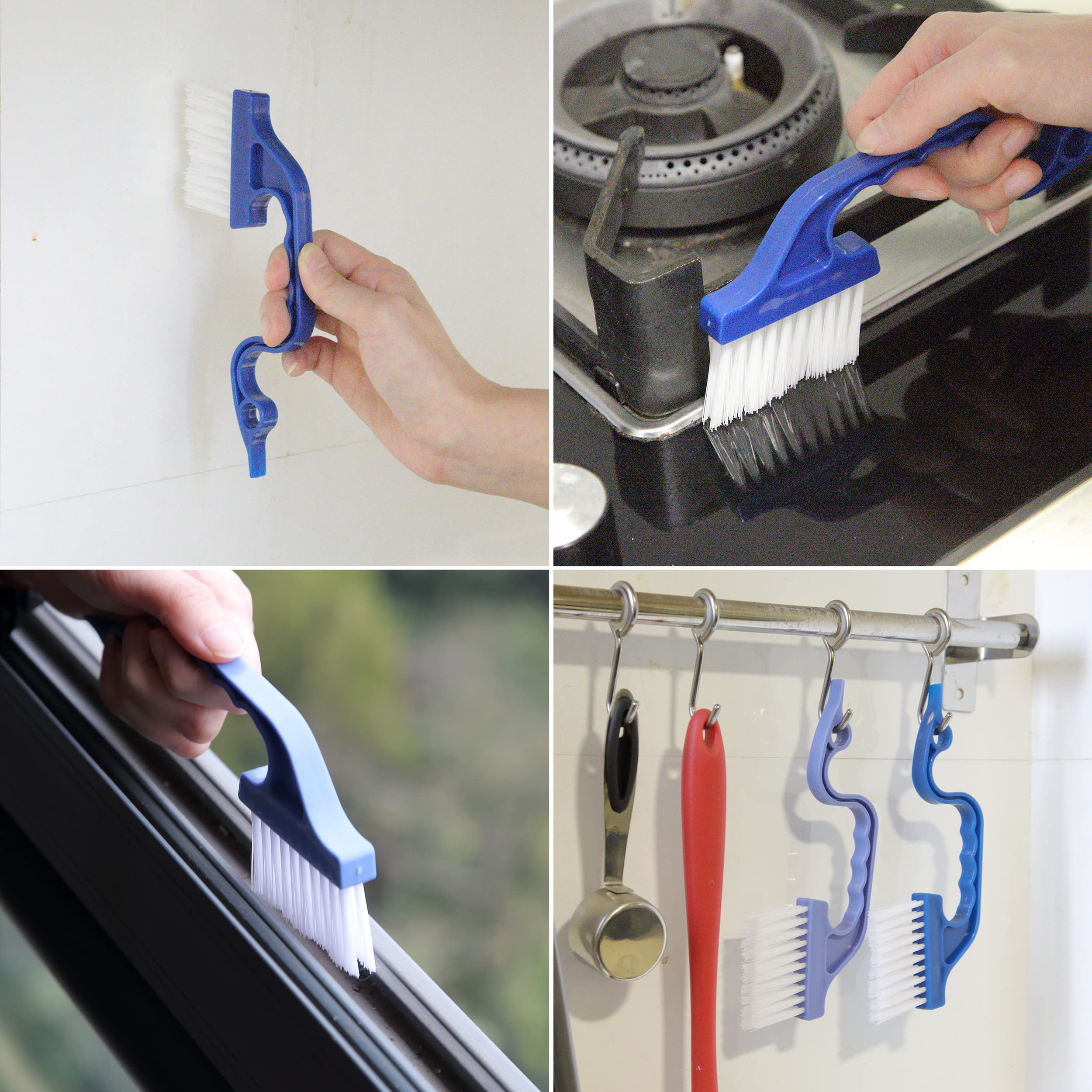 **2-Pack Slick Window Track Cleaning Brush with Ergonomic Blue Handle & Built-in Scraper - Multi-Purpose Cleaning Tool for Windows, Sliding Doors, and Home Maintenance**    *(Perfect for Deep Cleaning Window Tracks, Sliding Door Grooves, and Hard-to-Reach Areas at Home or Office)*
