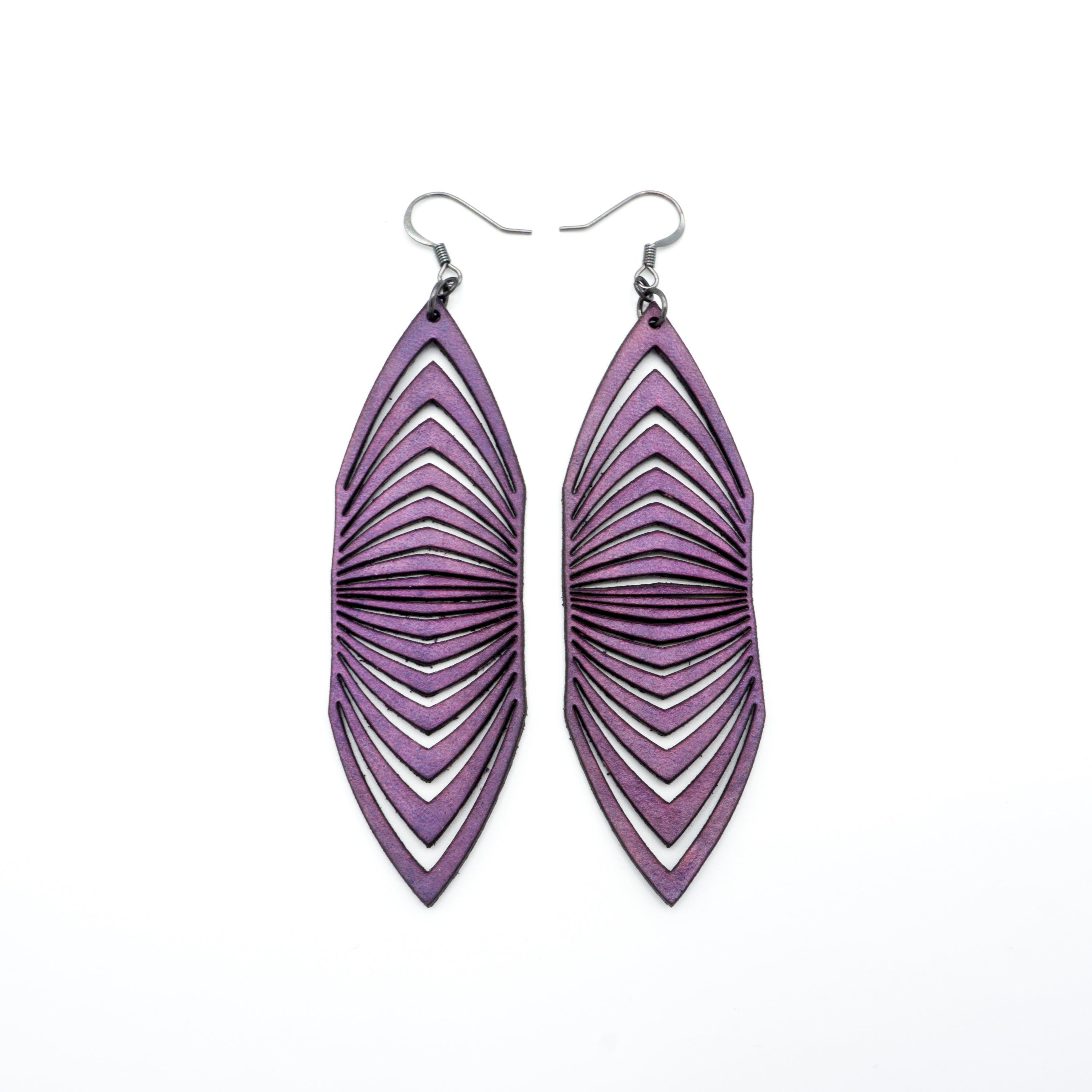 Terrabyte 17 Light Purple Leather Earrings for Women | Boho Chic Handmade Dangle Drop Earrings | Perfect for Casual Wear, Parties & Special Occasions
