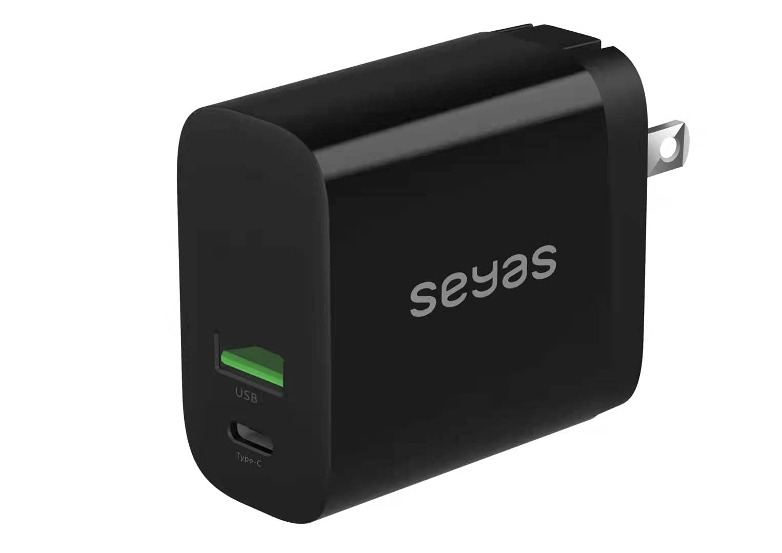 Seyas 30W USB C Wall Charger with Power Delivery - Fast PD Charger Adapter for iPhone 15/14/13, iPad Pro/Air, AirPods, Samsung Galaxy, Google Pixel, Nintendo Switch - Foldable Plug & Compact Design - Perfect for Travel, Home & Office Use (Black)