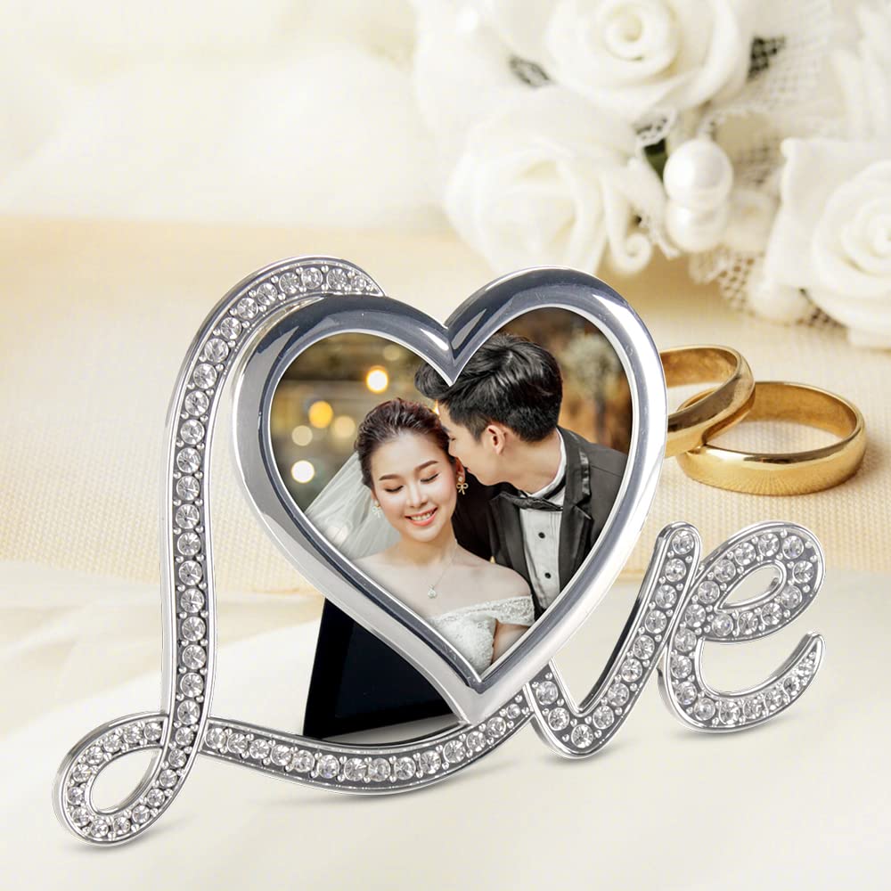 Elegant Silver Heart Photo Frame - 3x3 Inch for Wedding & Valentine's Gifts - Home Decor