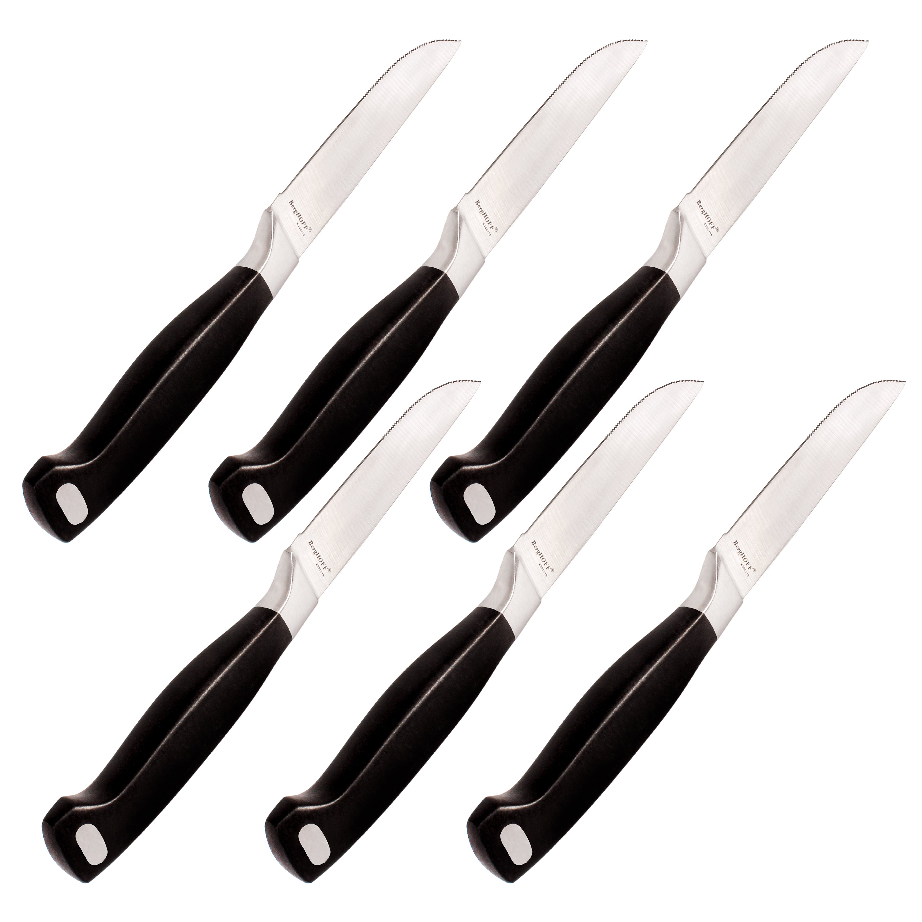 BergHOFF Bistro 6-Piece Stainless Steel Steak Knife Set - Sharp & Durable Kitchen Cutlery for Steak, Meat, and Fine Dining - Perfect for Restaurants, Dinner Parties, and Home Chefs