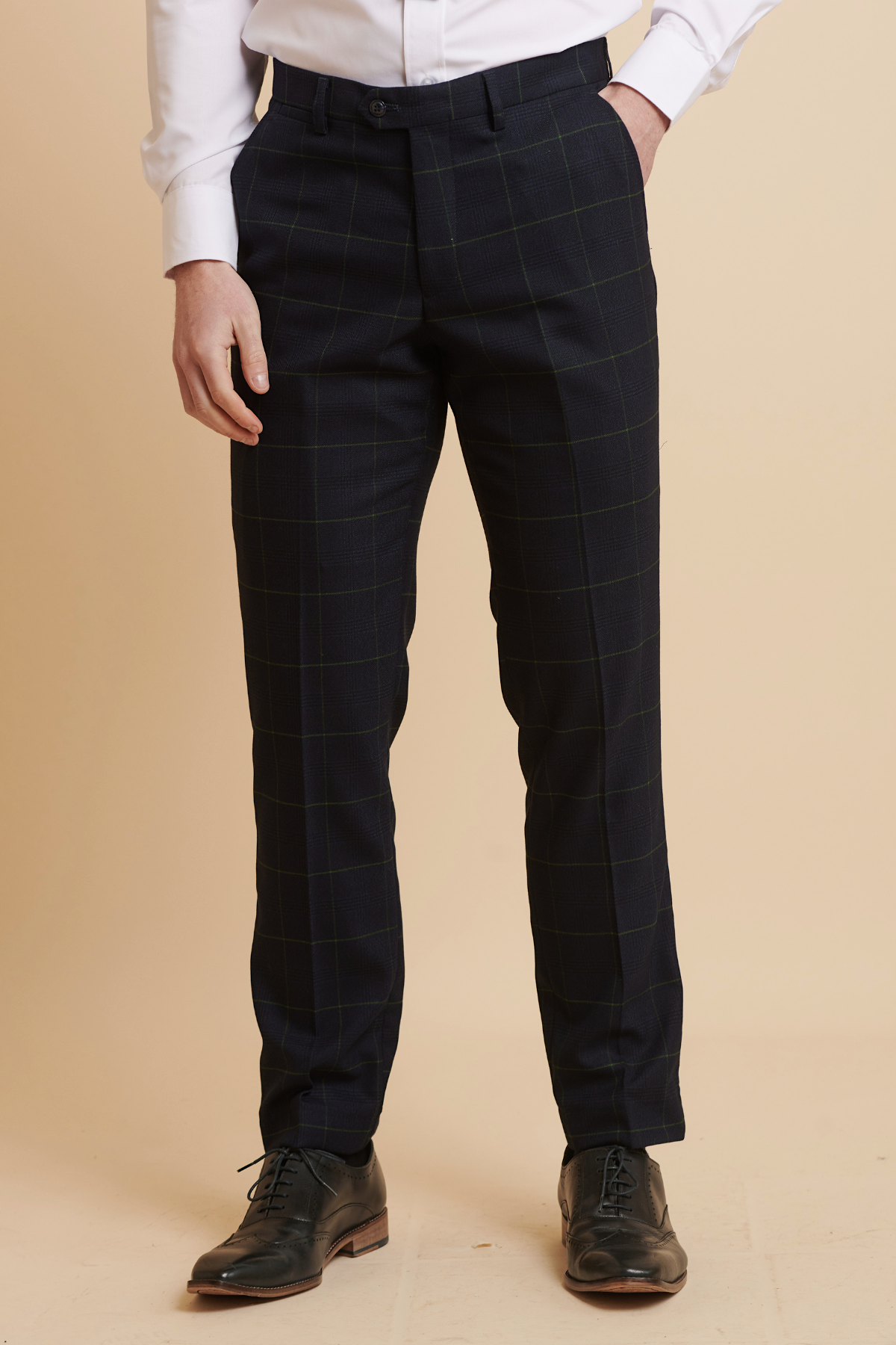 EDINSON Navy Green Check Three Piece Suit for Men | Formal Business Attire | Wedding, Office & Special Occasion Wear