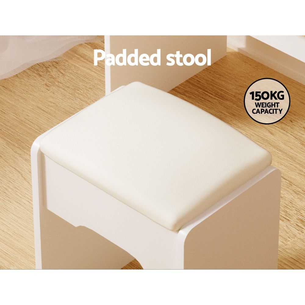 Artiss White Doria Vanity Dressing Table Set with LED Mirror and Stool - Perfect for Bedroom Makeup & Beauty Organization