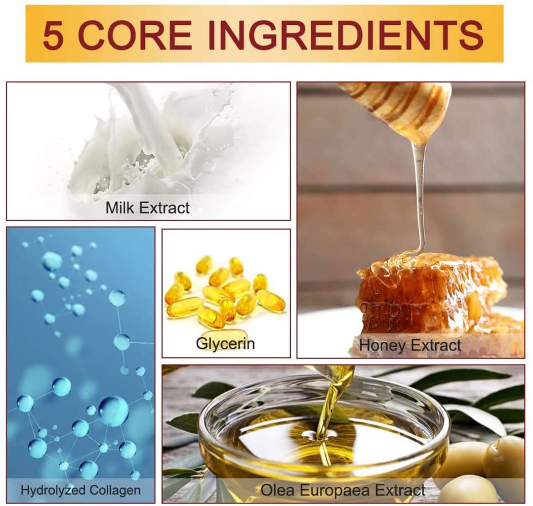 CGBOOM 5 Pairs Moisturizing Hand Masks with Collagen, Vitamins & Natural Extracts - Honey Milk Formula for Dry, Cracked & Aging Hands - Perfect for Overnight Treatment, Spa Day & Winter Hand Care