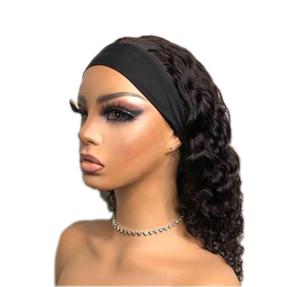 Italy Curly Glueless Headband Wig - Natural Black 180% Density Human Hair for Women | Perfect for Daily Wear, Parties & Cosplay
