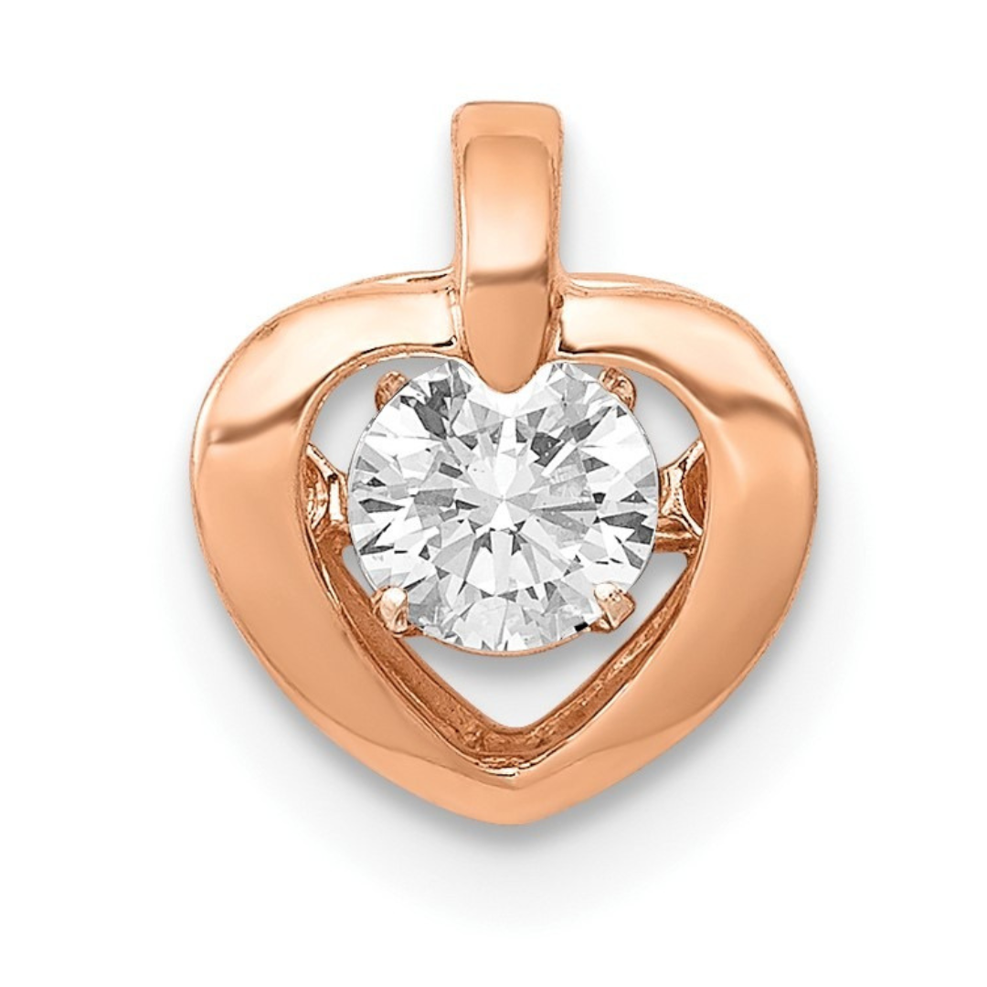 14K Rose Gold Lab-Created Diamond Heart Pendant Necklace for Women - Elegant Valentine's Day Gift, Anniversary Jewelry & Everyday Wear