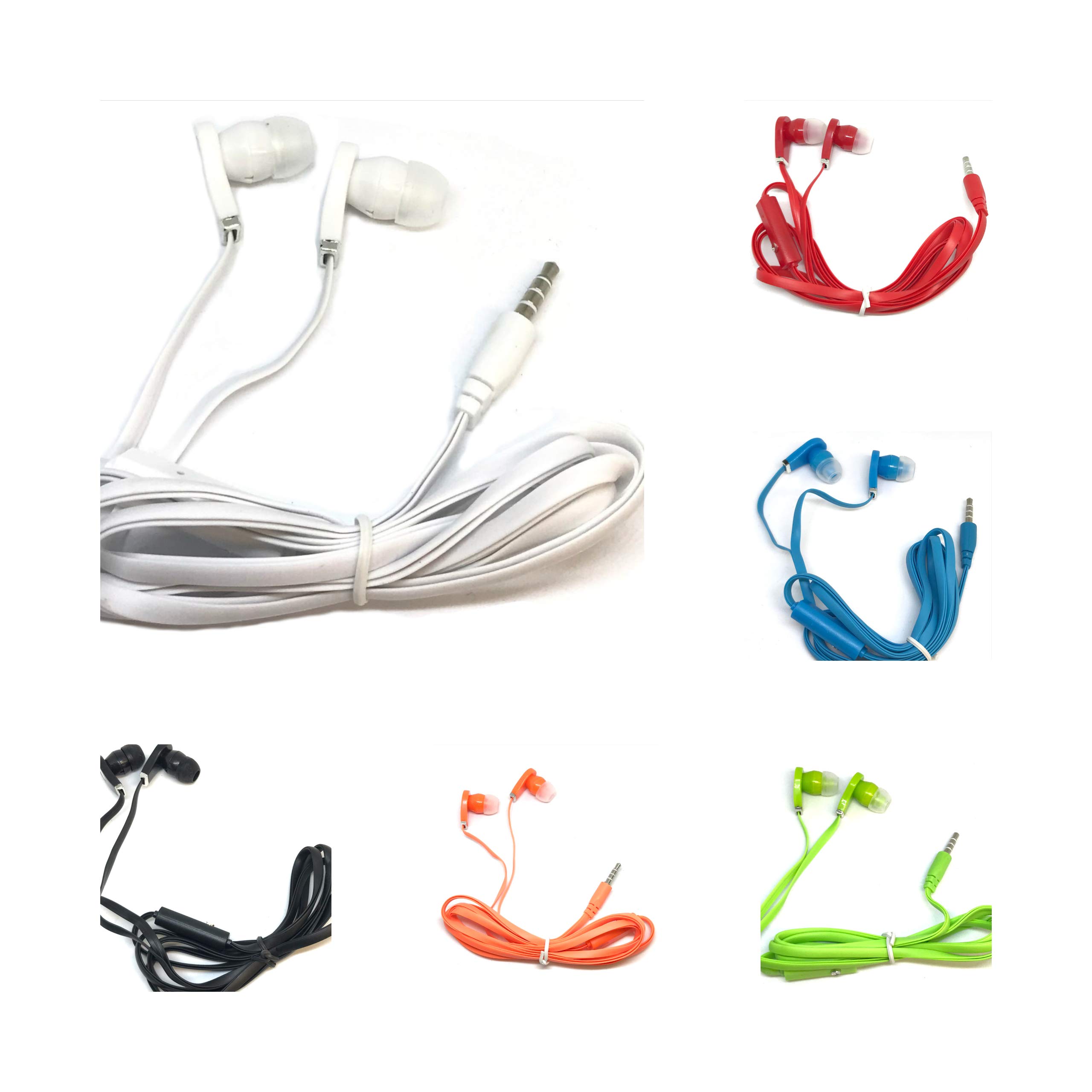 TFD Supplies 200 Pack Bulk Earbuds with Microphone - 3.5mm Wired Headphones for iPhone, Android, MP3 Players (Mixed Colors) - Perfect for School, Gym, Travel & Office Use