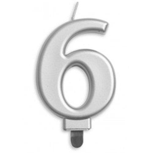 Large Silver Number Candles for Birthdays, Anniversaries & Celebrations - Jumbo Size Decorative Candles