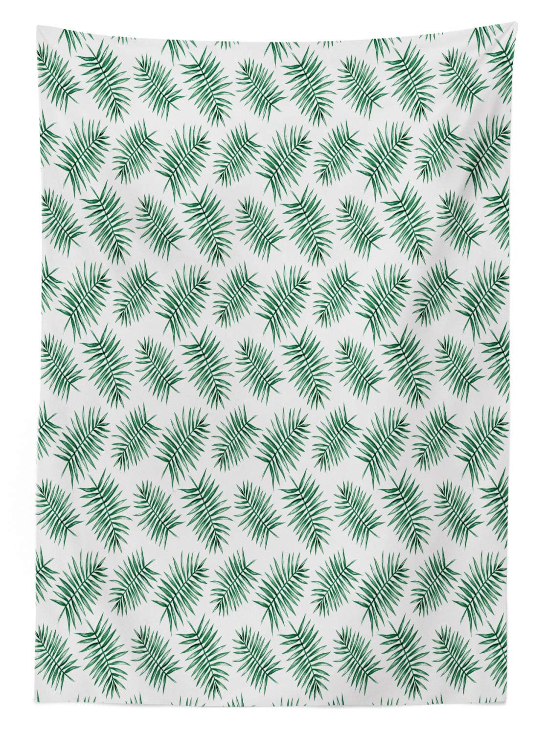 Ambesonne Waterproof Outdoor Tablecloth - Tropical Palm Leaves Design, Washable Picnic Table Cover 58x120 Inches - Perfect for Garden Parties, Beach Picnics, and BBQ Gatherings (Forest Green & White)