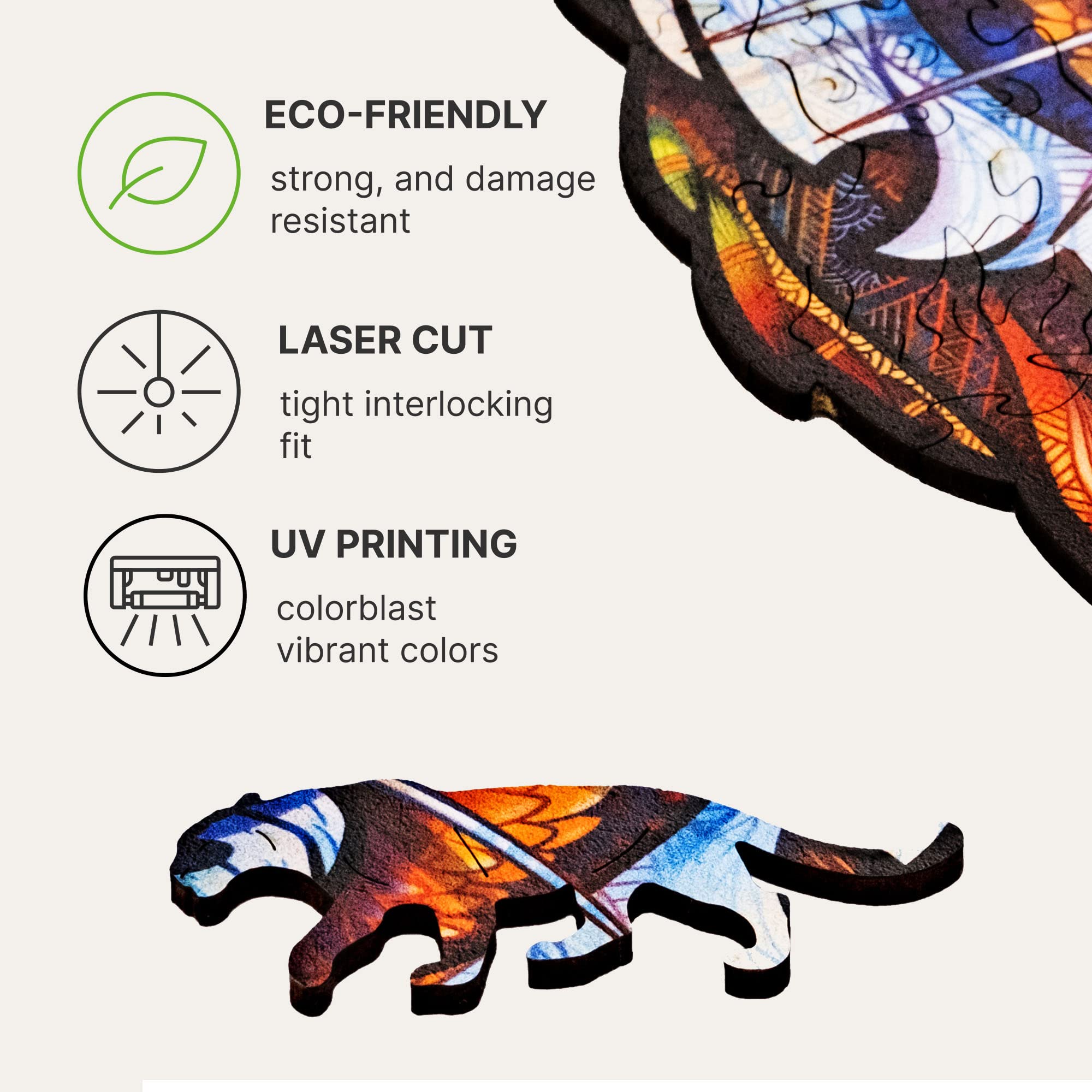 UNIDRAGON Original Wooden Jigsaw Puzzles - Lovely Tiger Design, 700 Piece Premium Puzzle, Large 17.7x22 Inch Royal Size, Unique Shaped Pieces, Beautiful Gift Box - Perfect for Family Game Night, Birthday Gifts for Adults & Kids, Home Decor & Stress Relief Activities