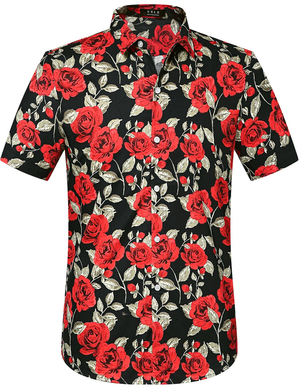 Men's Hawaiian Shirt - Tropical Floral Short Sleeve Button Down Beach Shirt for Summer Vacation, Luau Party & Casual Wear