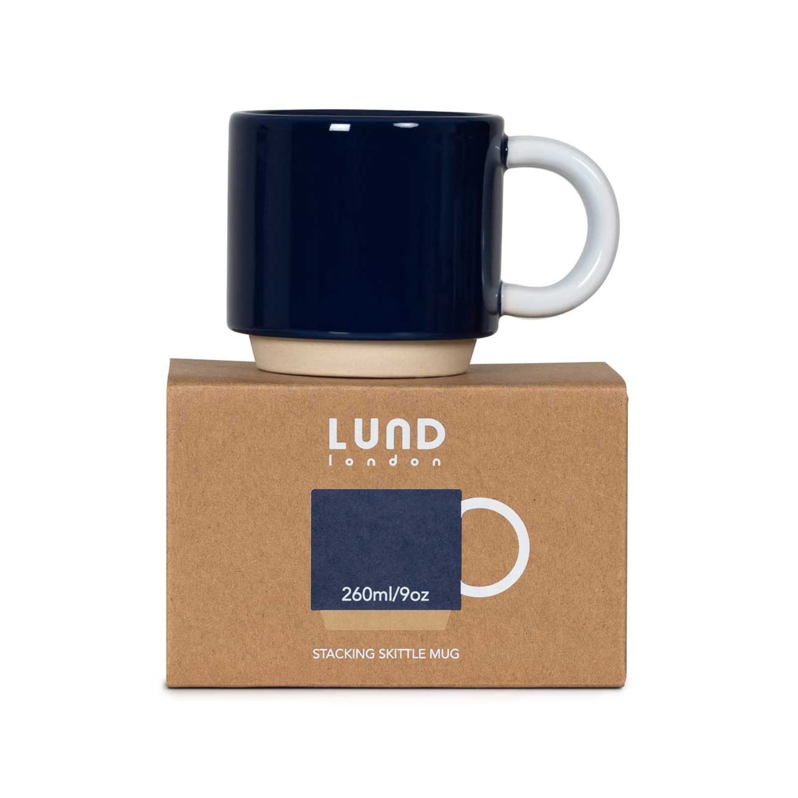 Indigo Blue Skittle Stacking Travel Mug - 9oz Ceramic Coffee Cup with Lid, Modern Microwave Safe Design for Hot Drinks, Ideal for Home, Office, Commuting & Gift Giving