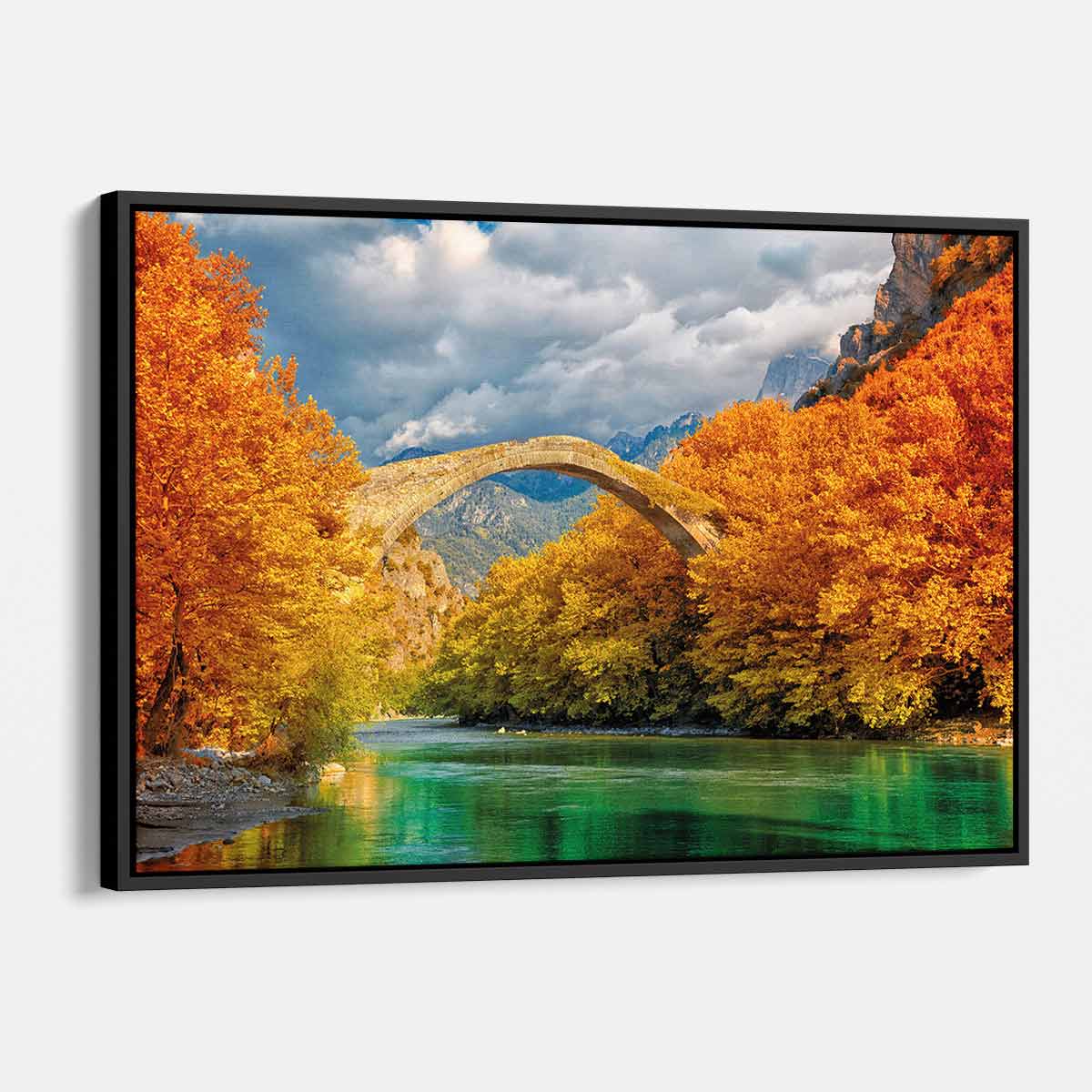 Orange Bridge Wall Art Canvas Print - Modern Landscape Painting for Living Room, Bedroom & Office Decor (7007)