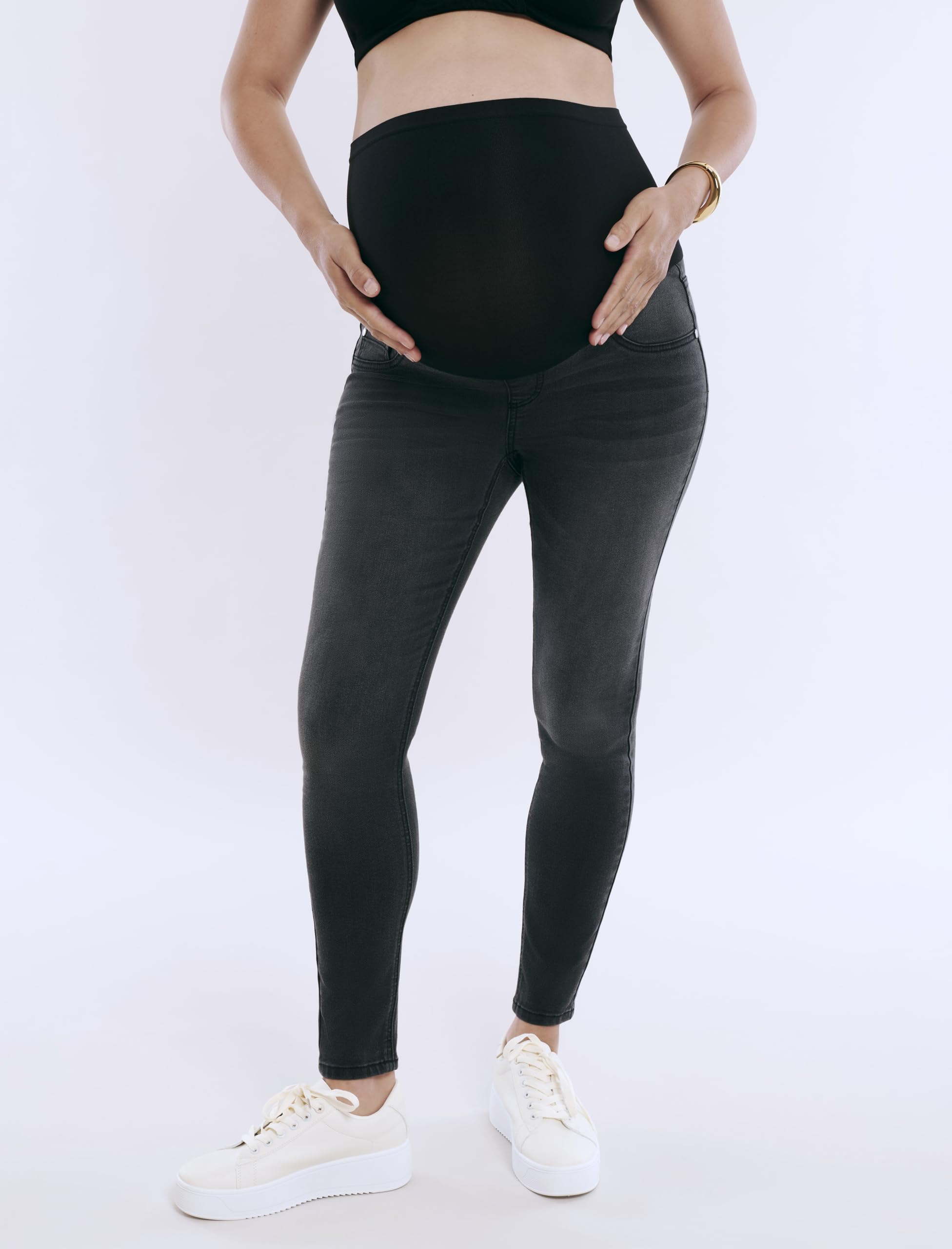 Motherhood Maternity Women's Secret Fit Over The Belly Skinny Ankle Pregnancy Jeans - Comfortable Stretch Denim for Expecting Moms - Perfect for Work, Casual Wear & Maternity Photos